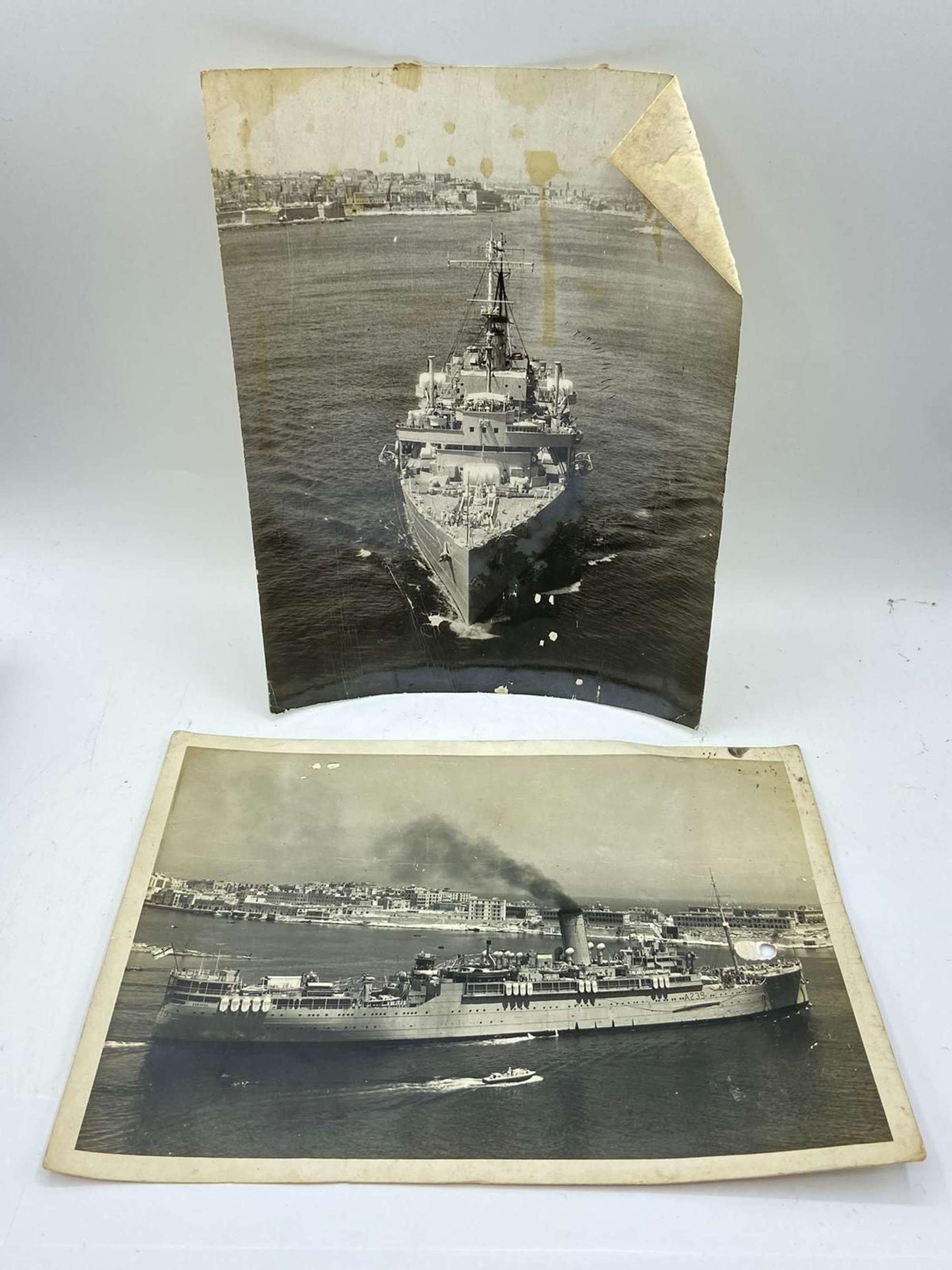 WW2 British Royal Navy HMS Ranpura Leaving Malta Photographs
