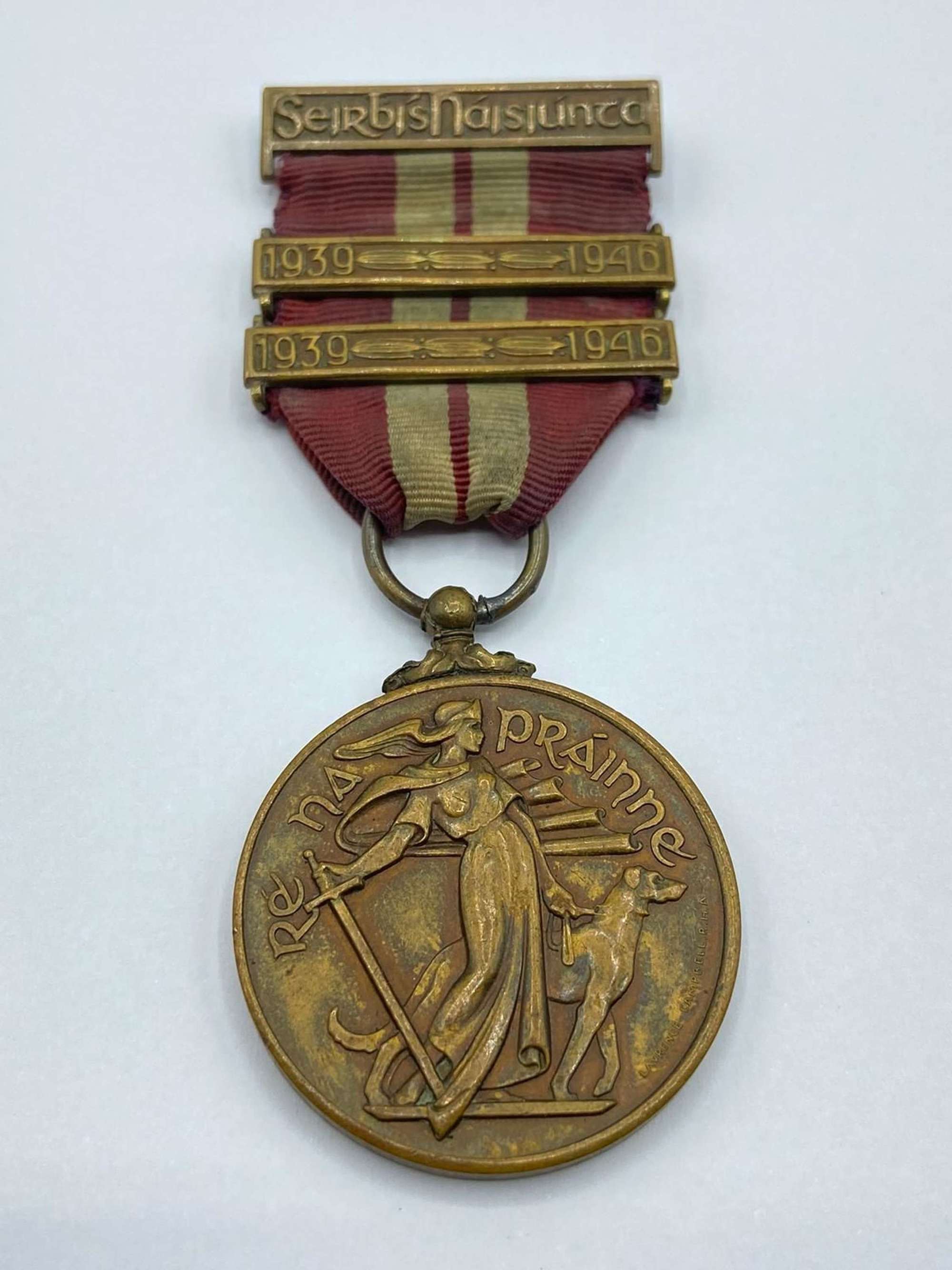 WW1 Irish Emergency Service Medal With A Pair Of 1939-46 Medal Bars