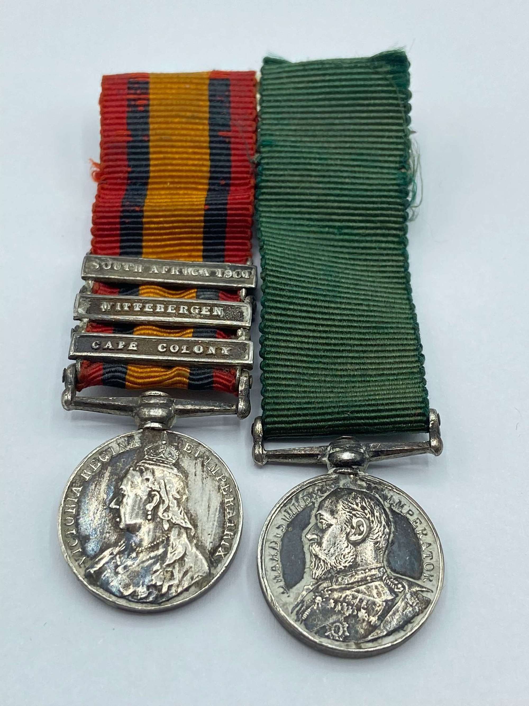 Boer War Volunteer Long Service Medal & Queens SA Miniature Medals