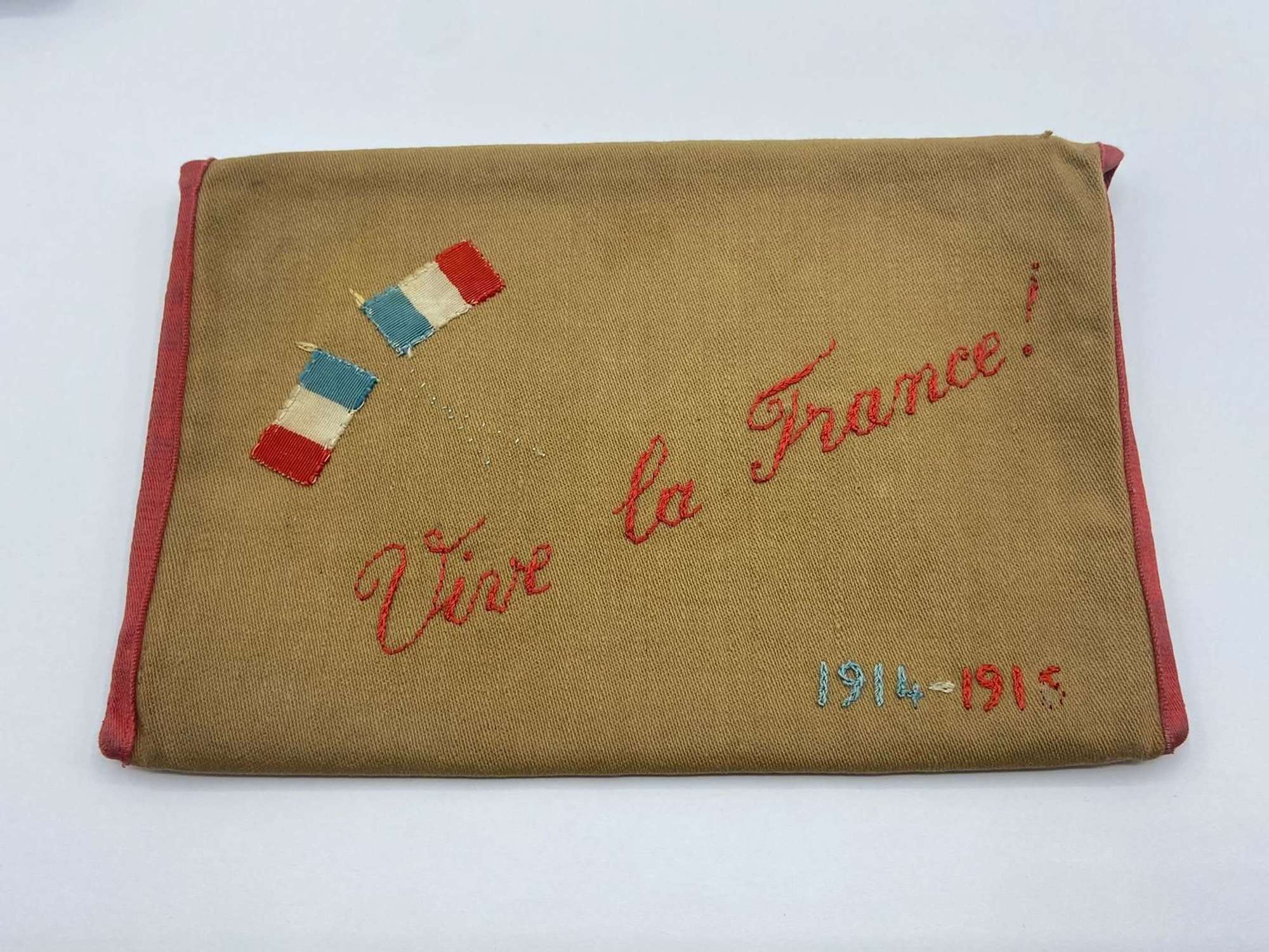 WW1 Embroidered Long Life France “Vive La France” Document Folder