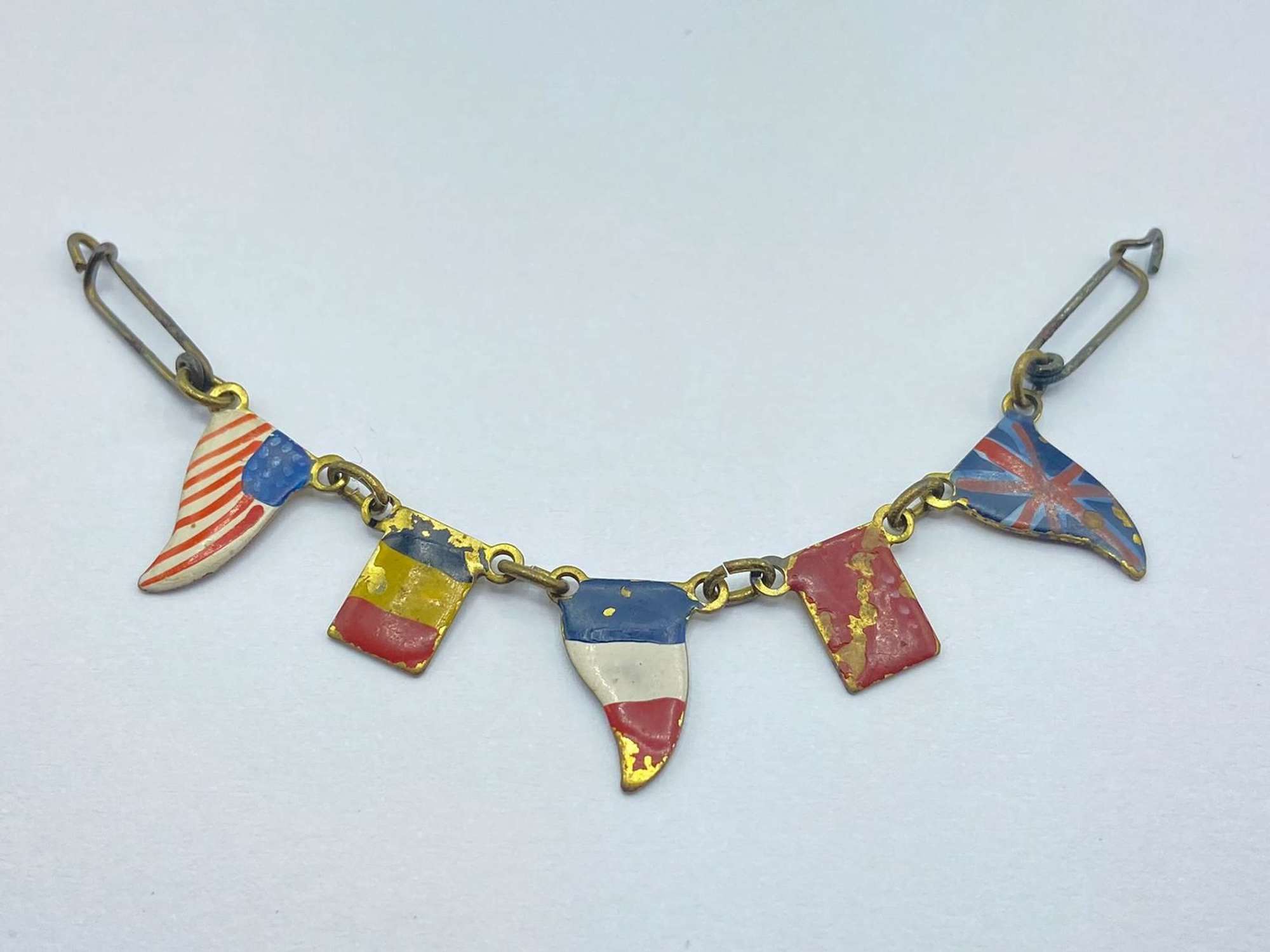 WW1 Cold Enammeled Allied Flags Sweetheart Victory Brooch