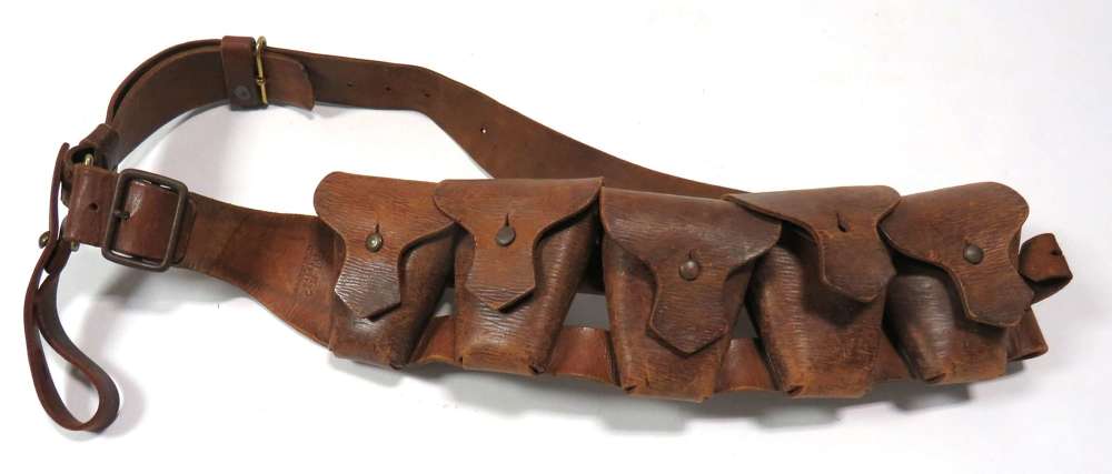 WW1 Dated 1903 Pattern Light Infantry 50 Round Leather Bandolier 1918
