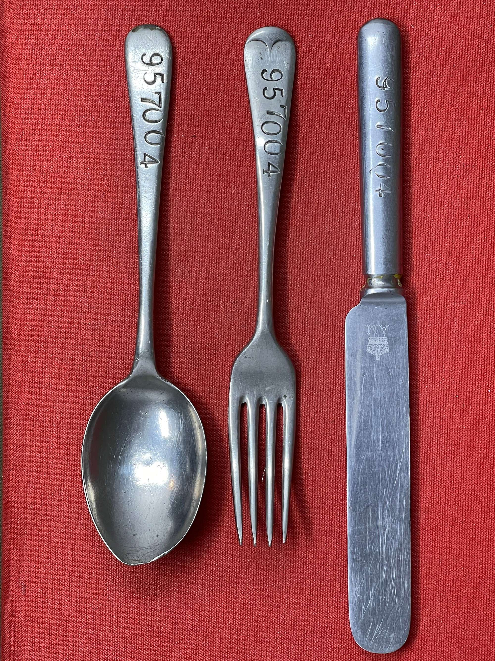 WW2  Knife, fork, and spoon set AM Marked