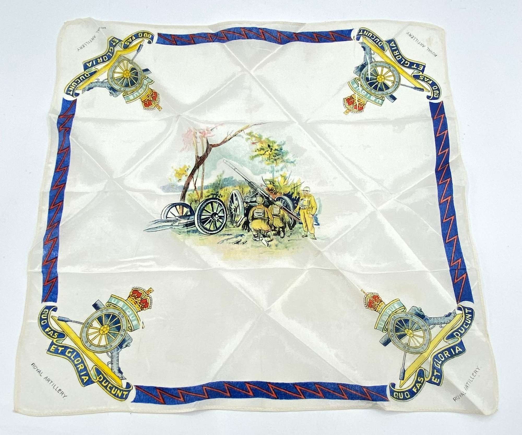 WW1 Silk Printed Royal Artillery Regimental Sweethearts Handkerchief