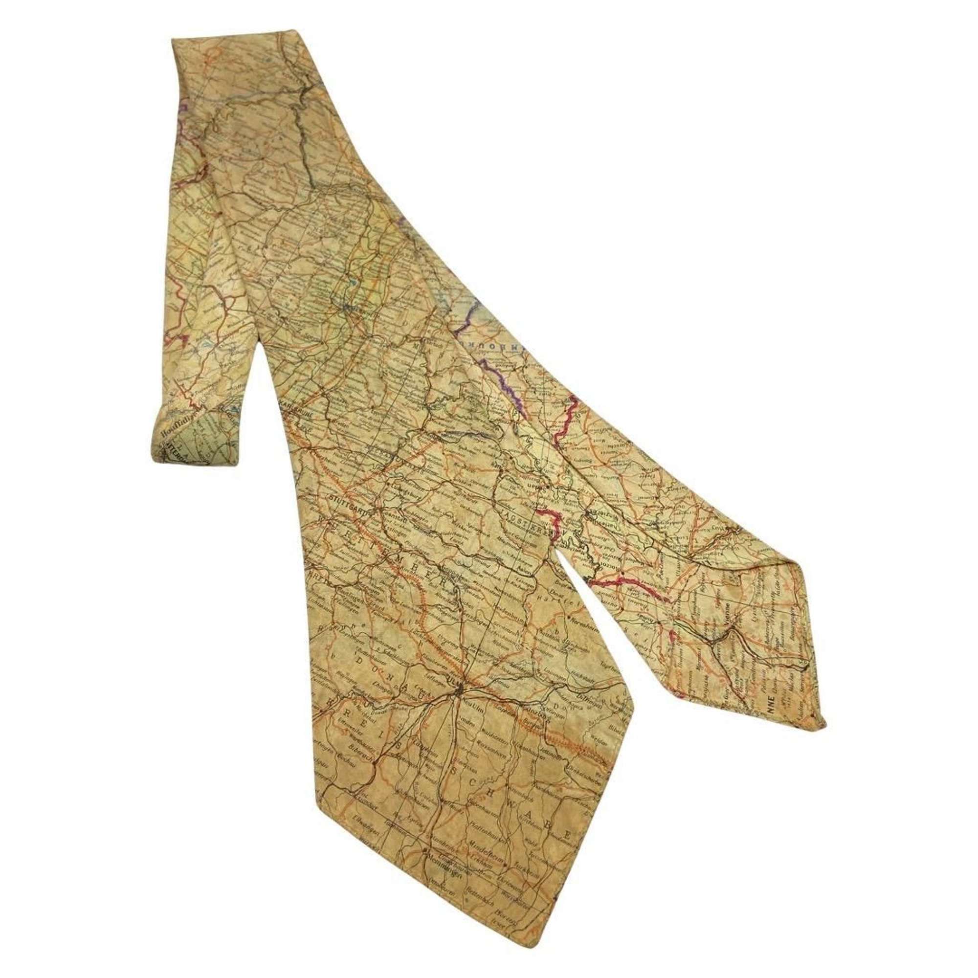 WW2 British SOE Escape & Evade Repurposed Silk Map Of Germany Tie