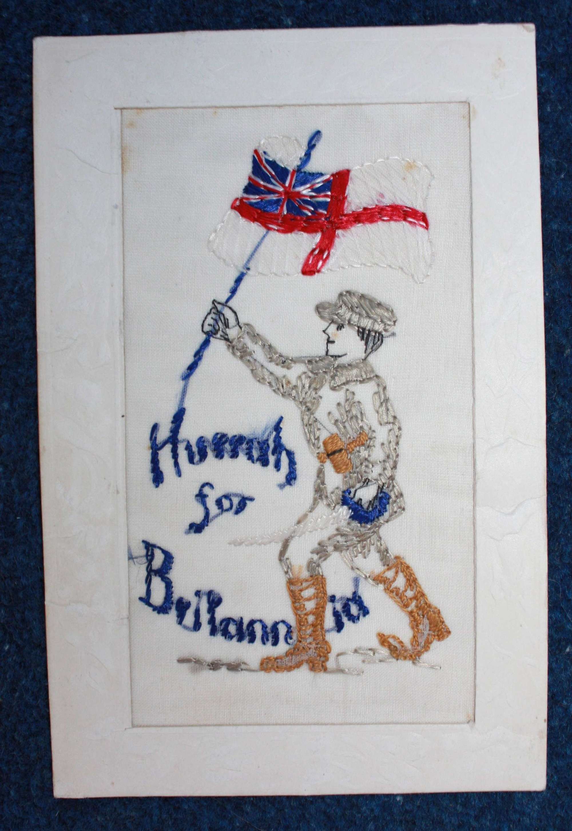 WW1 British Royal Marine Officer embroidered silk postcard in excellen