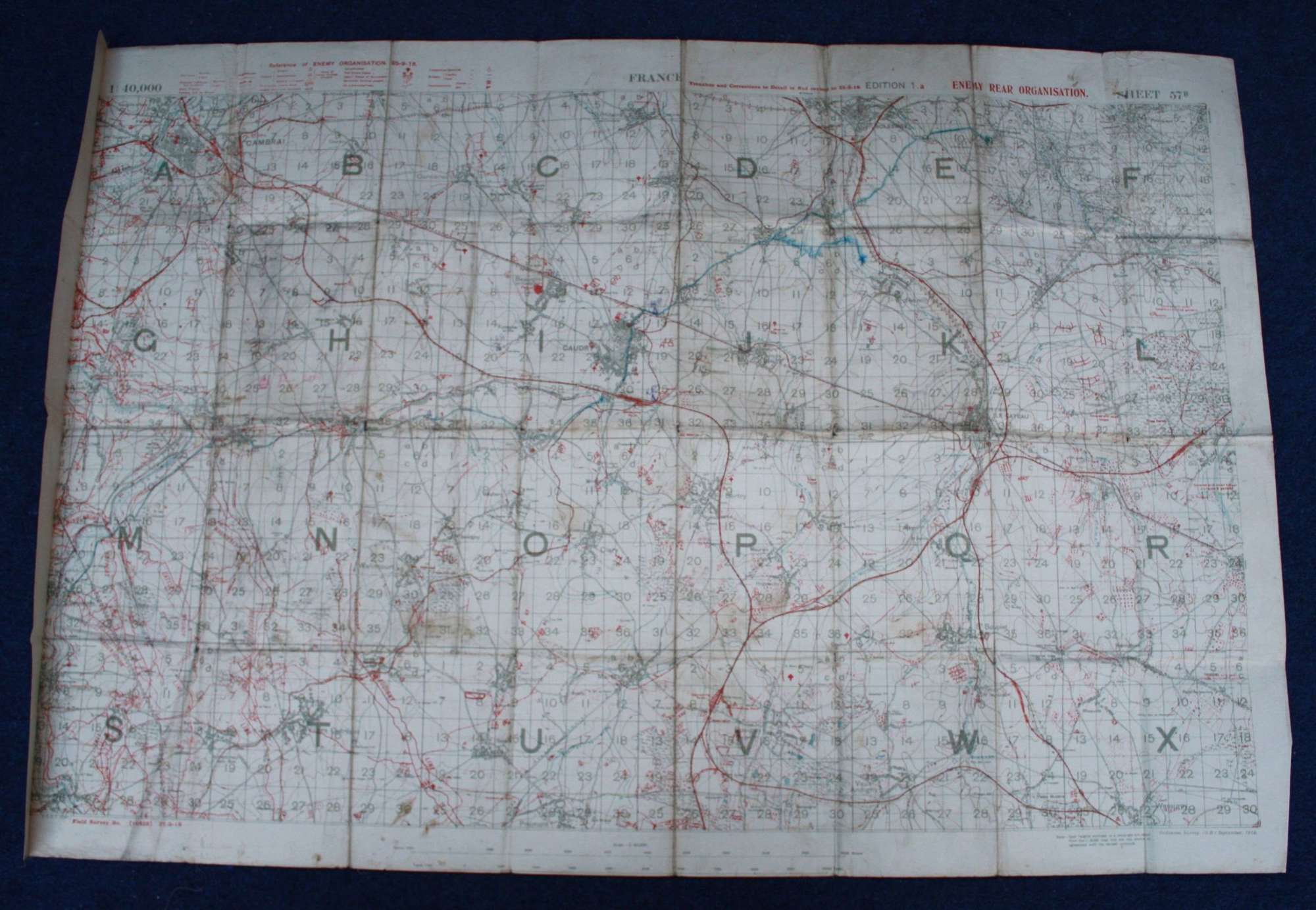 1918, British Army Map Enemy Organisation 1:4000. Pre Last 100 days