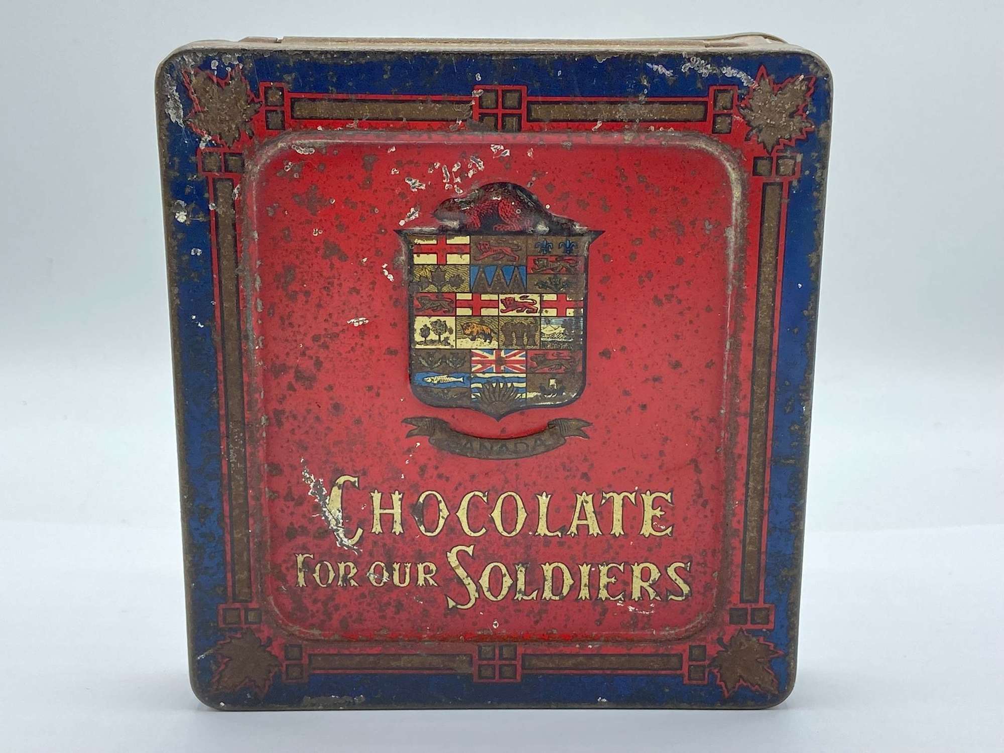 WW1 Canadian “Chocolate For Our Soldiers” Tin By Cowan Chocolate Co