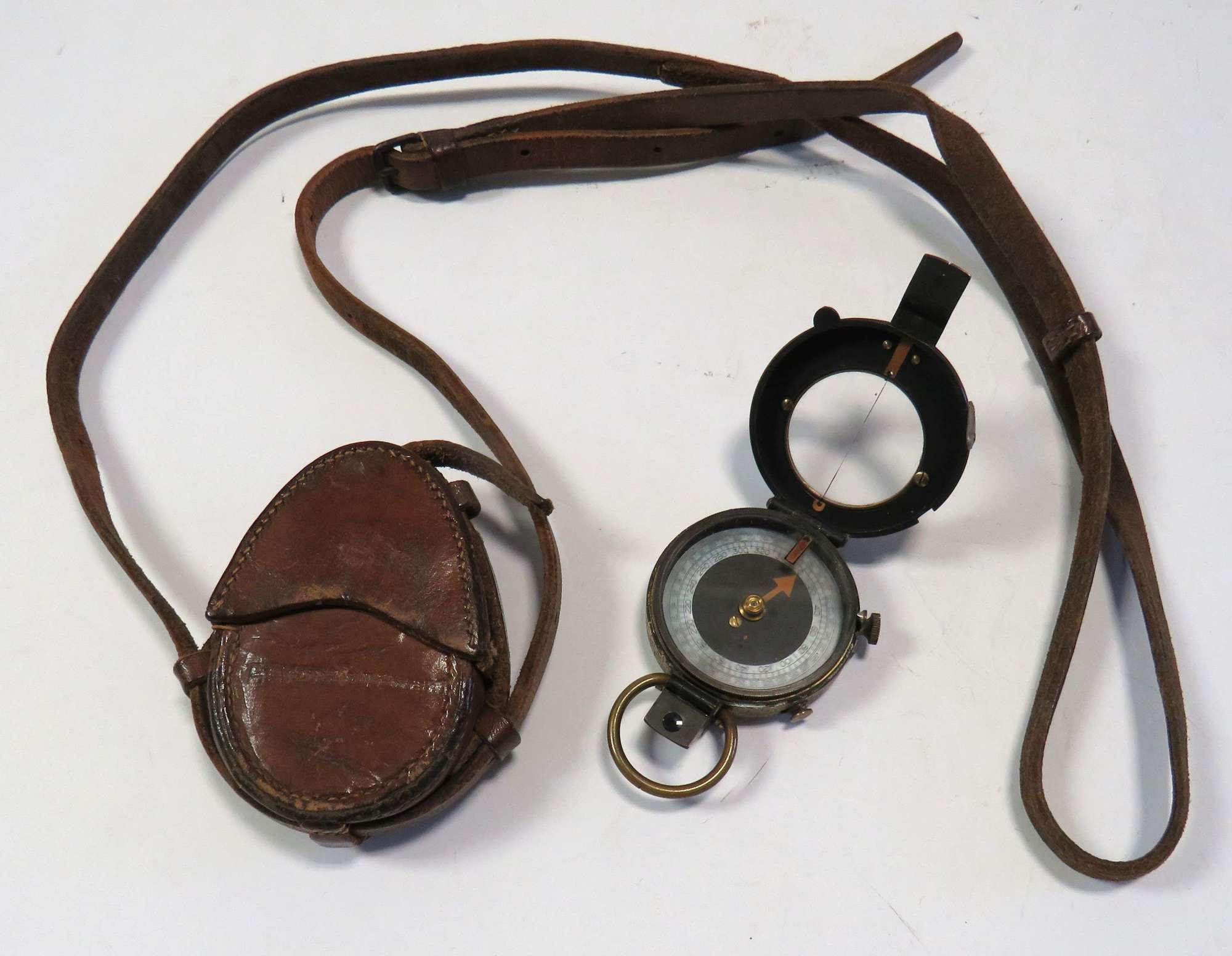 WW1 Officers Trench Compass and Case Dated 1918