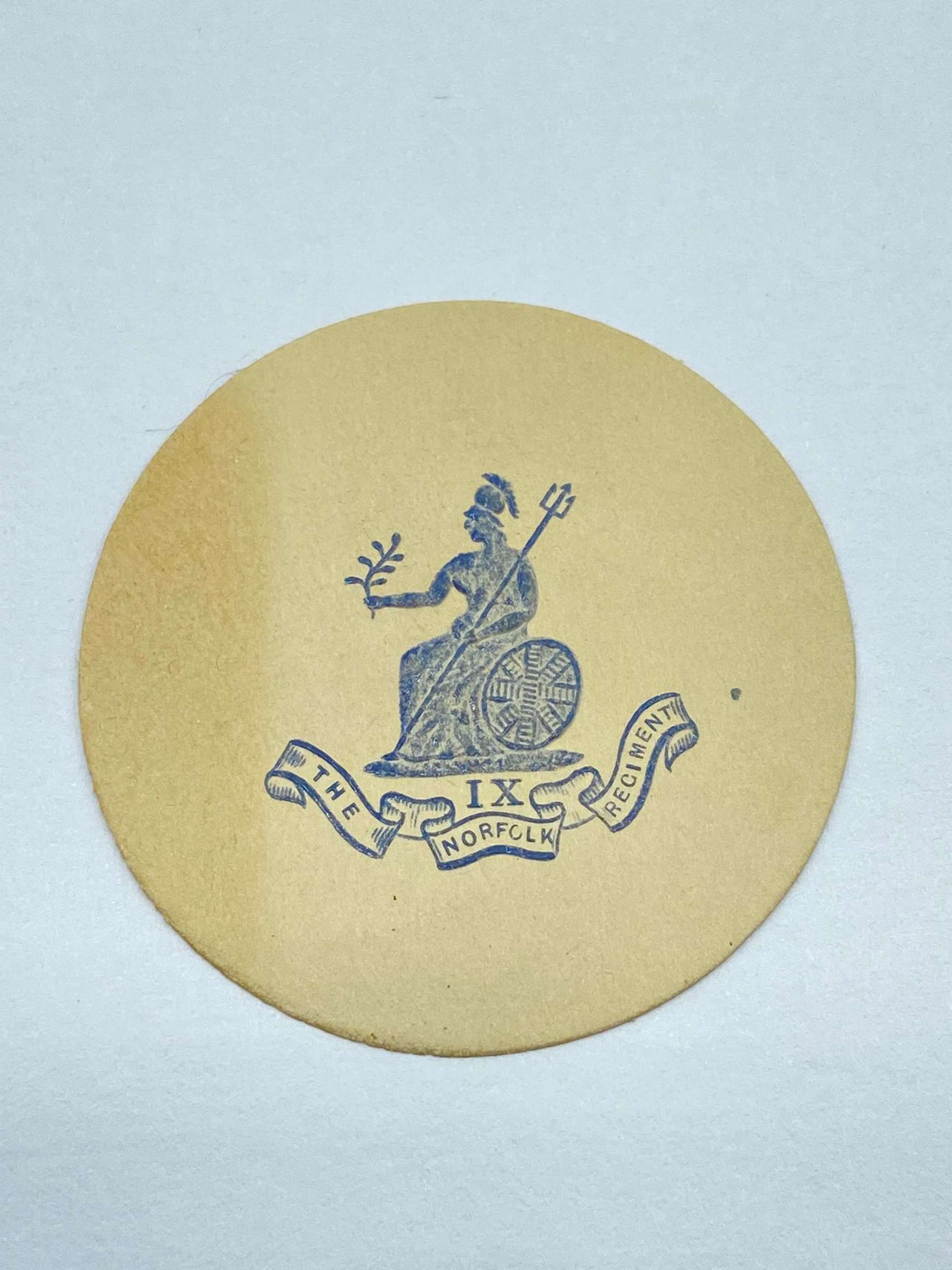WW1 9th Battalion The Norfolk Regiment Embossed Crest Letter Head