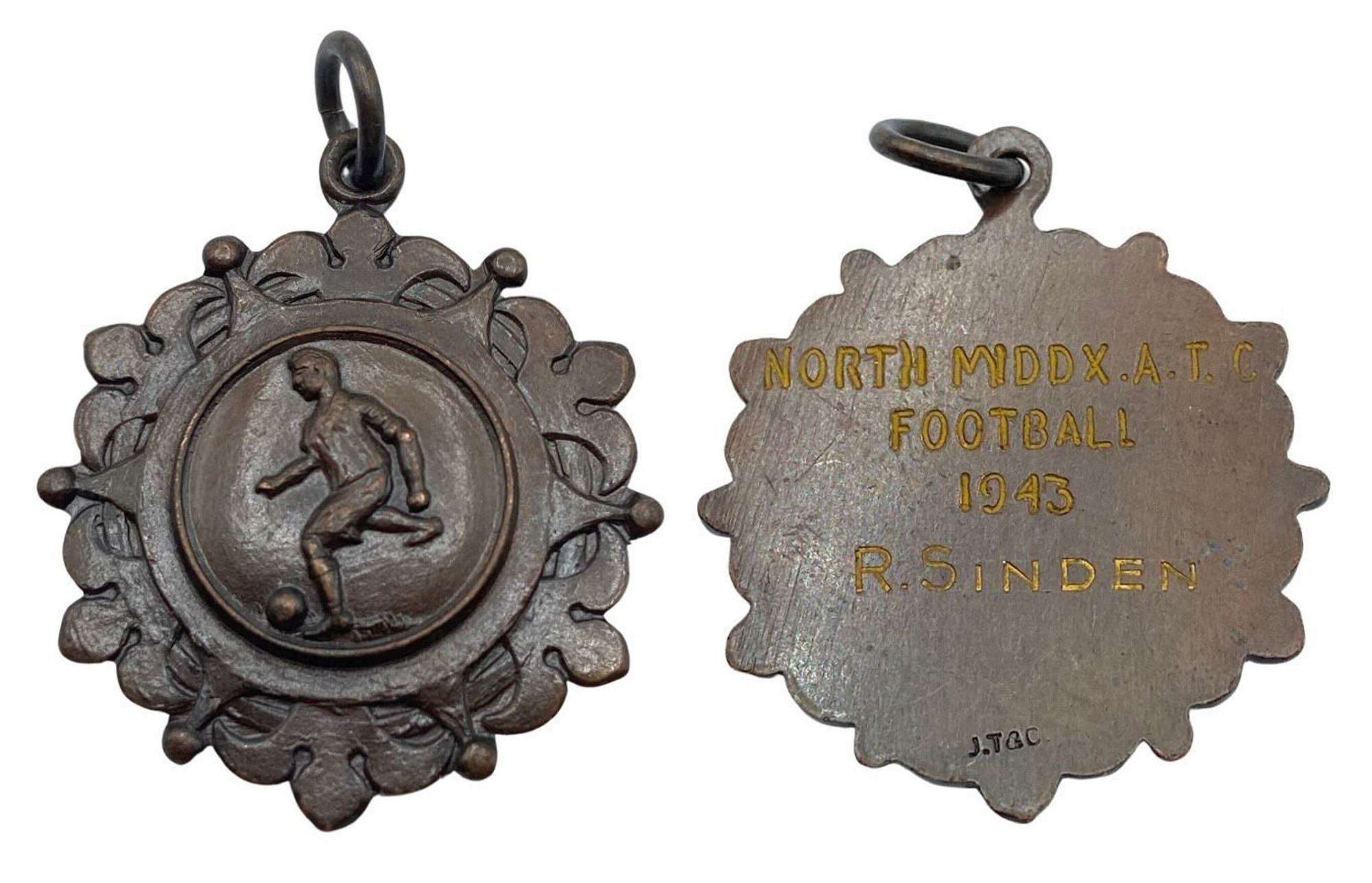 WW2 British North Middlesex Army Training Corps Football 1943 Medal
