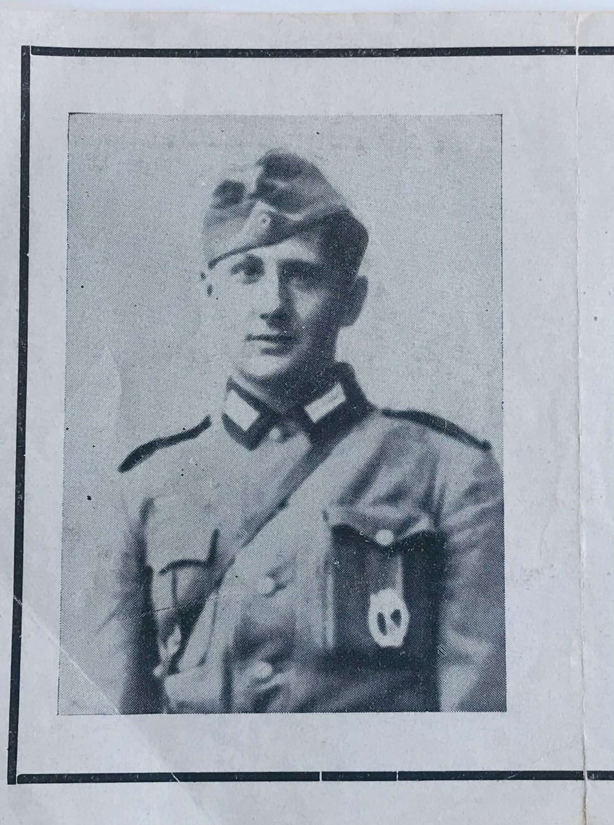 German memorial card killed in action, Normandy, August 44