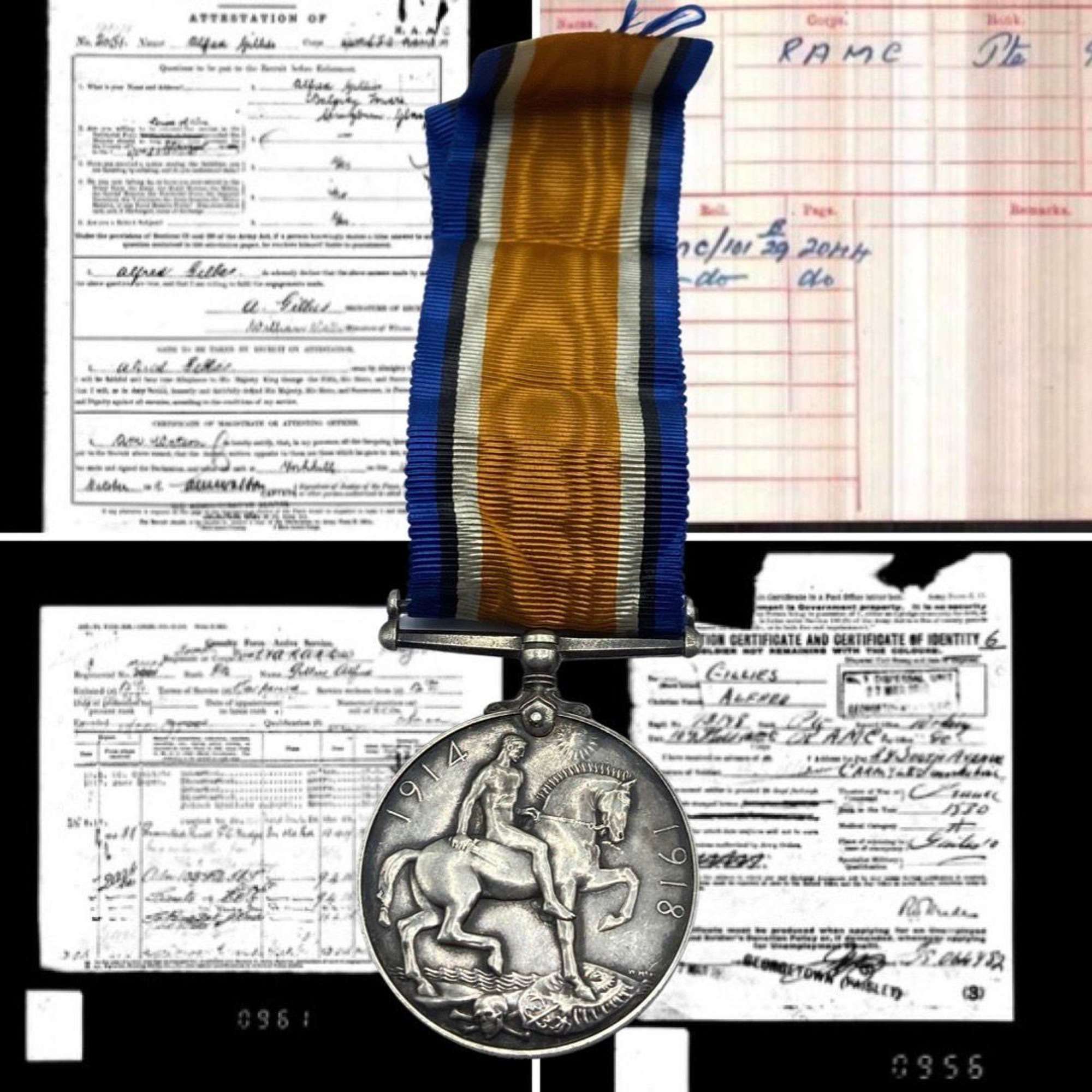 WW1 British War Medal To Pte A Gillies 2nd Light Field Ambulance RAMC
