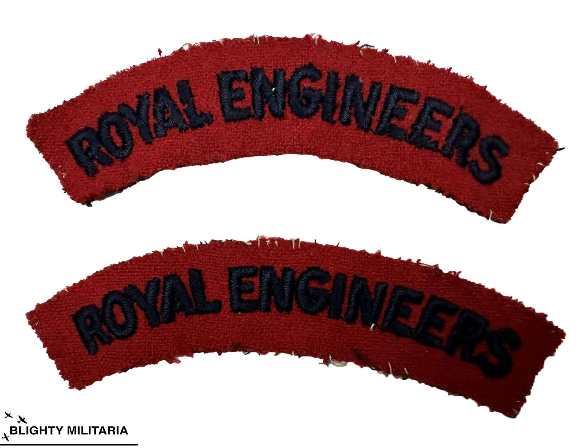 Original Pair of Royal Engineers Embroidered Shoulder Titles