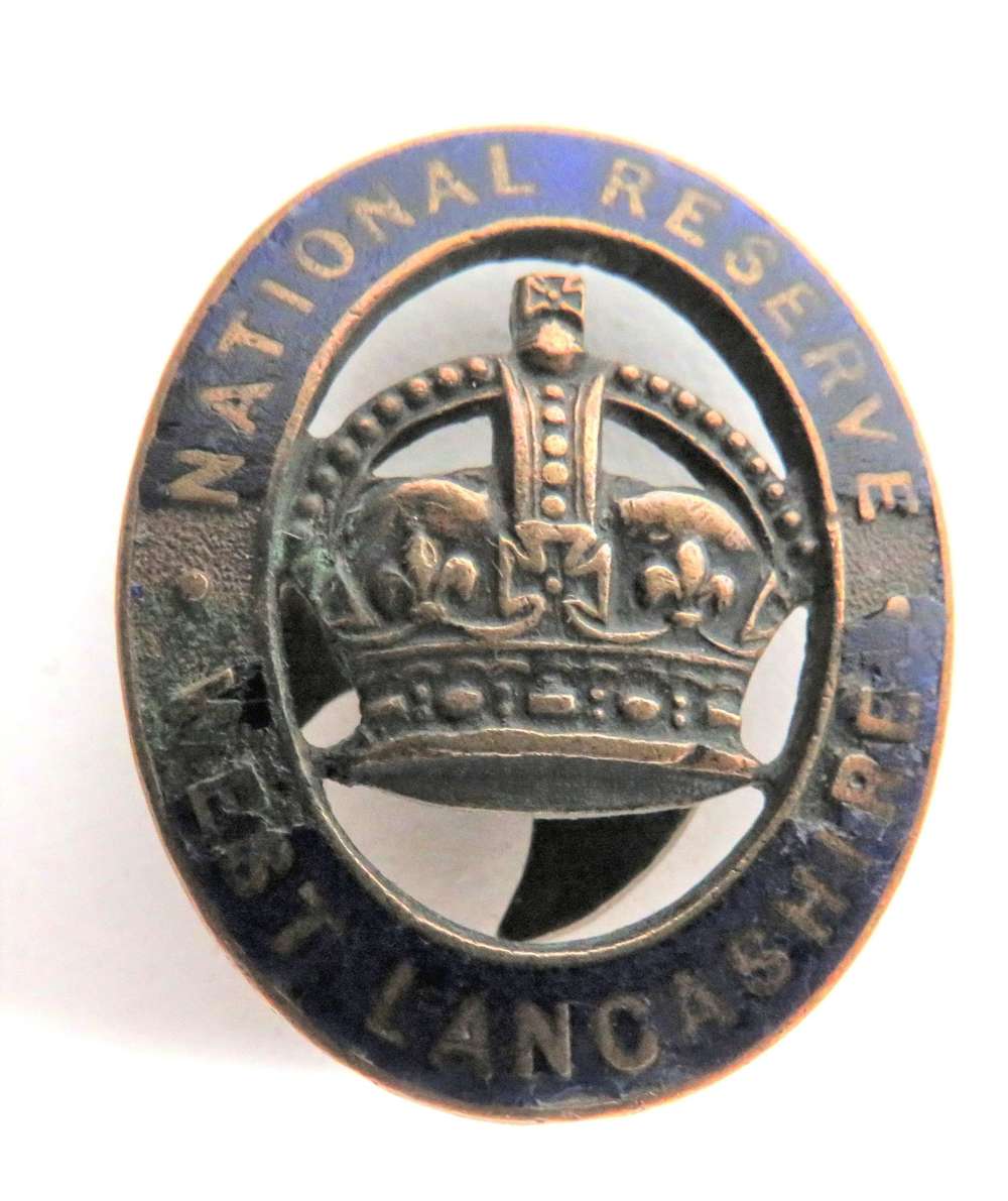 WW1 National Reserve West Lancashire Lapel Badge