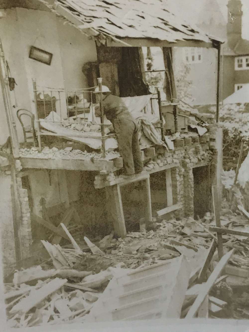 A press photo of bomb damage in Dover September 1940