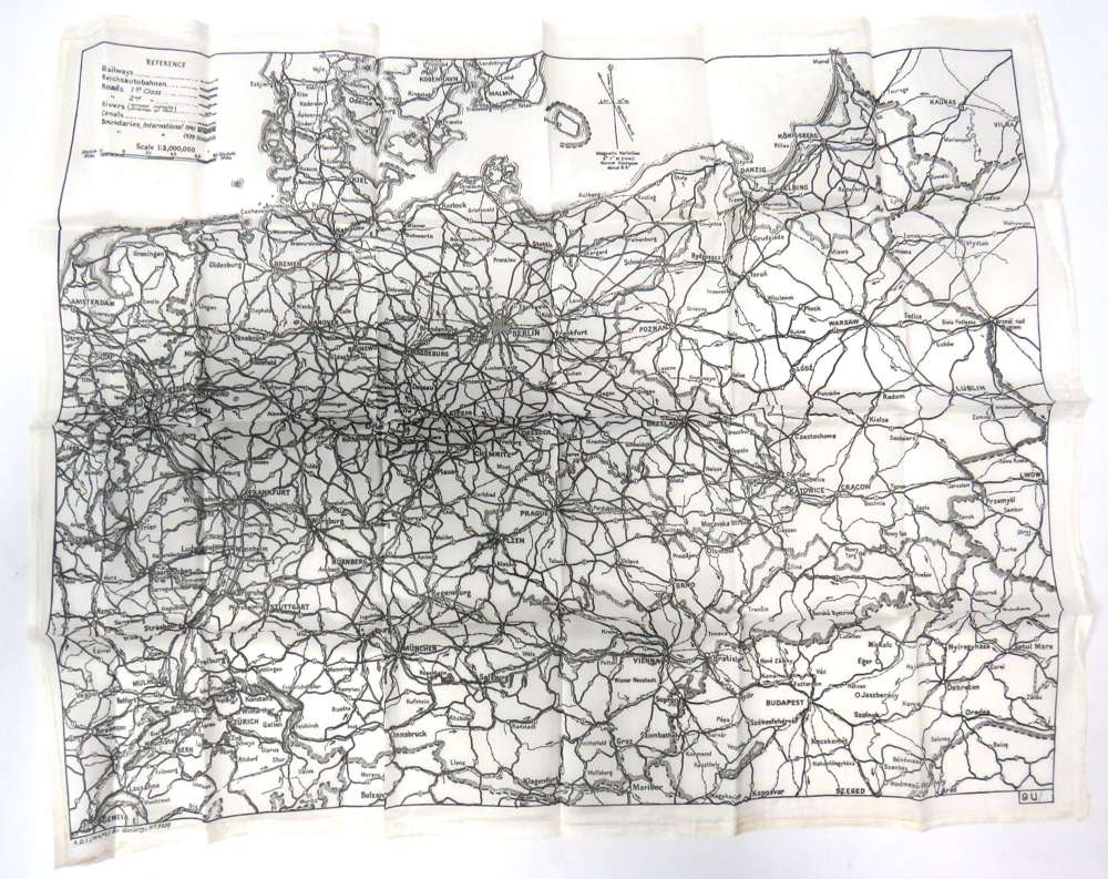 WW2 Air Crew / Special Forces / SOE Single Side Silk Map of Germany