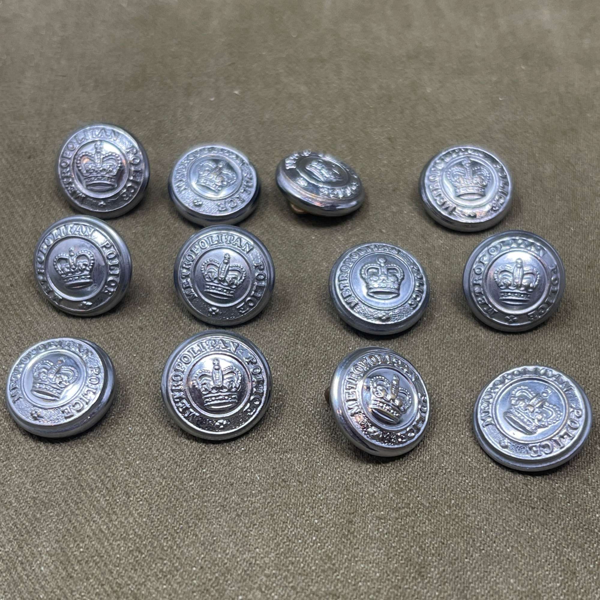 12 x Vintage Metropolitan Police  Buttons