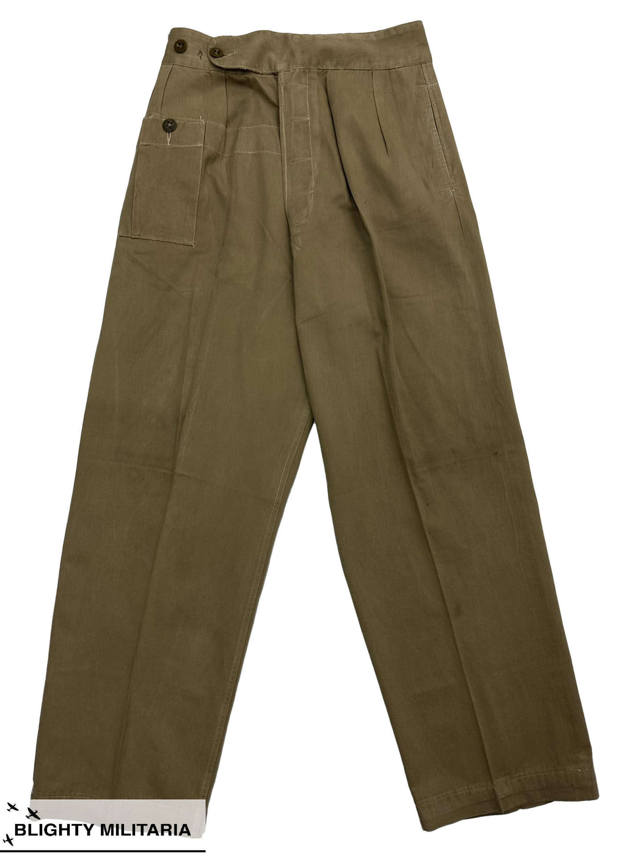 Original WW2 British Army 1942 Pattern Khaki Drill Trousers Attributed