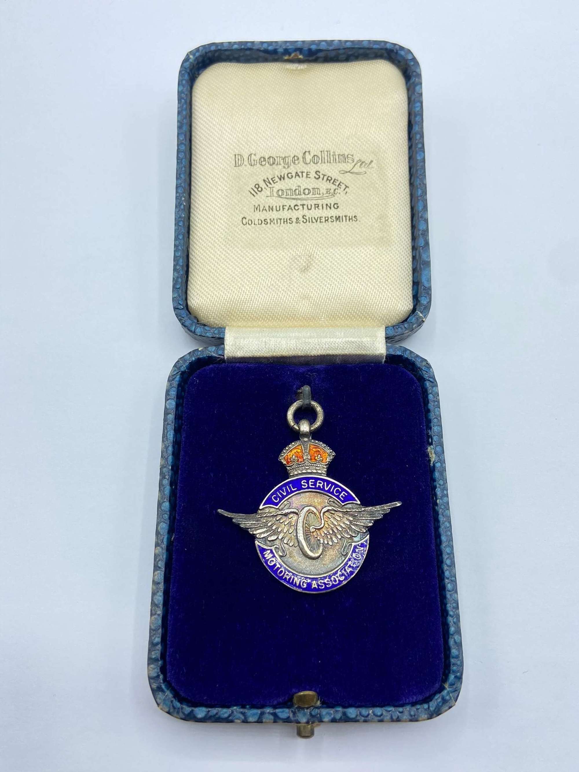 Pre WW2 Civil Service Motoring Association Cased Silver & Enamel Medal