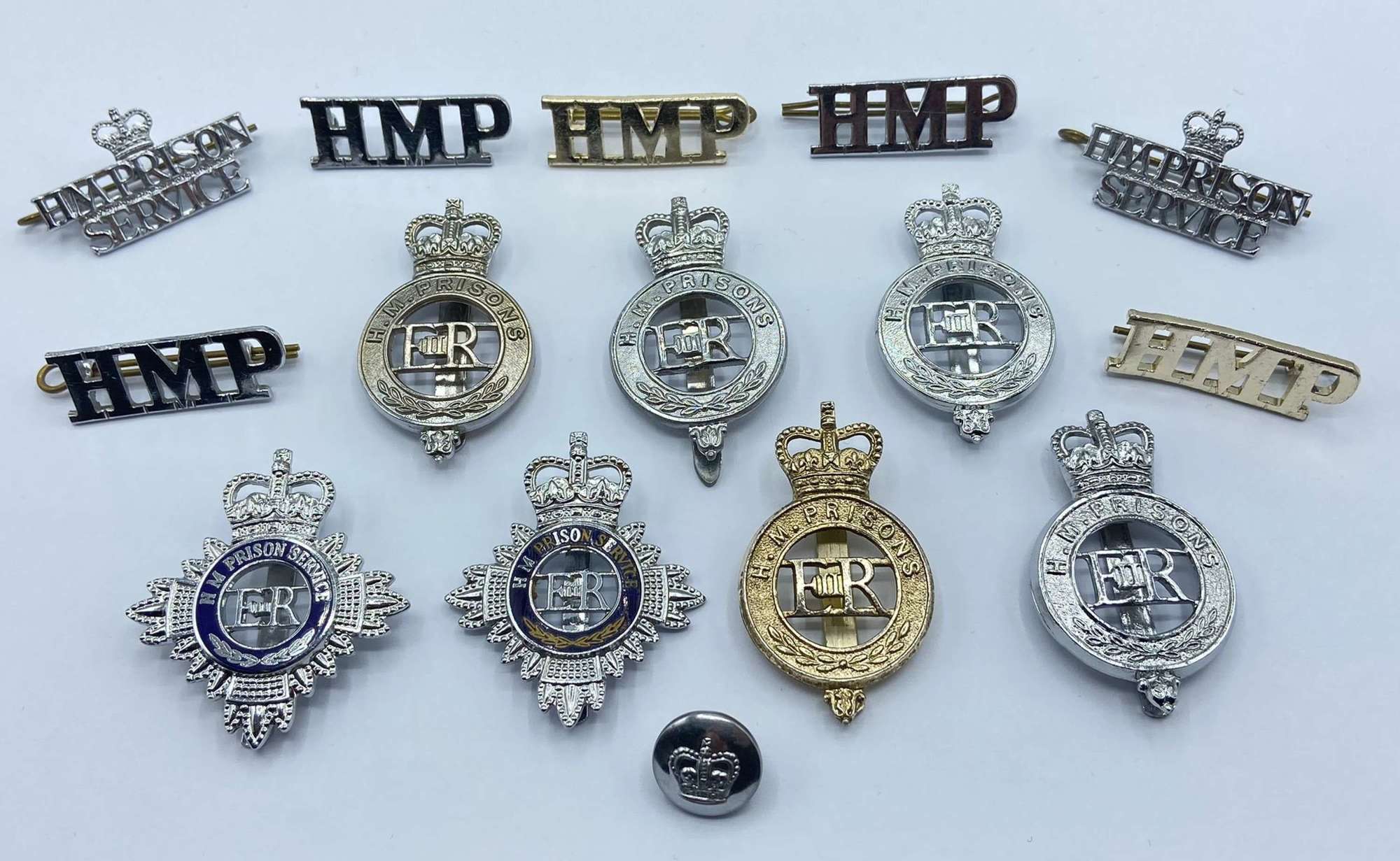 Vintage Obsolete H M Prison Service Cap Badges & Shoulder Titles Lot