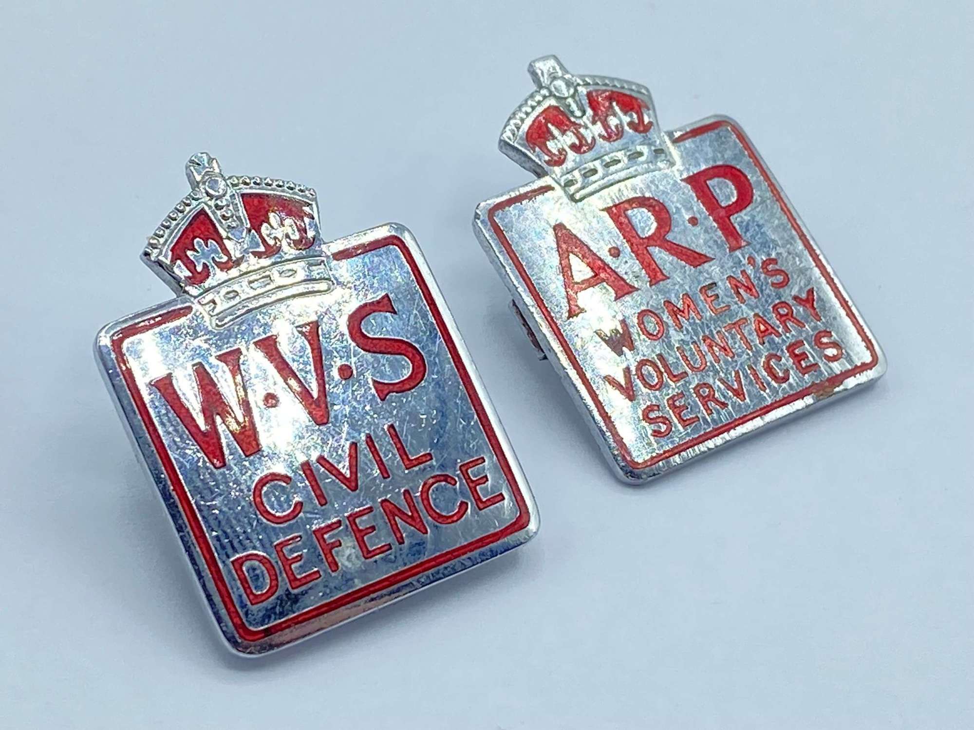 WW2 British ARP Women’s Voluntary Services & WVS Civil Defence Badges