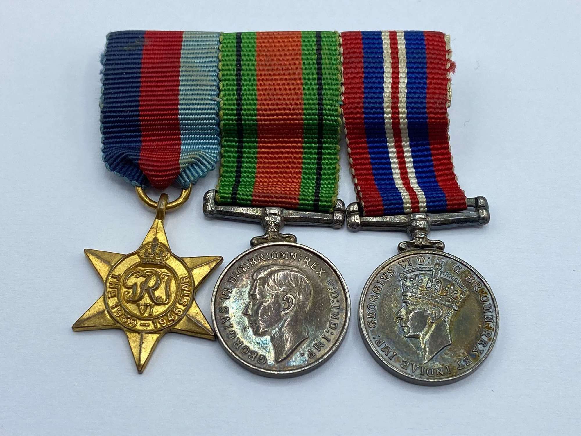 WW2 British Miniature Defence & War Medal, 1939-45 Star Mounted Medals