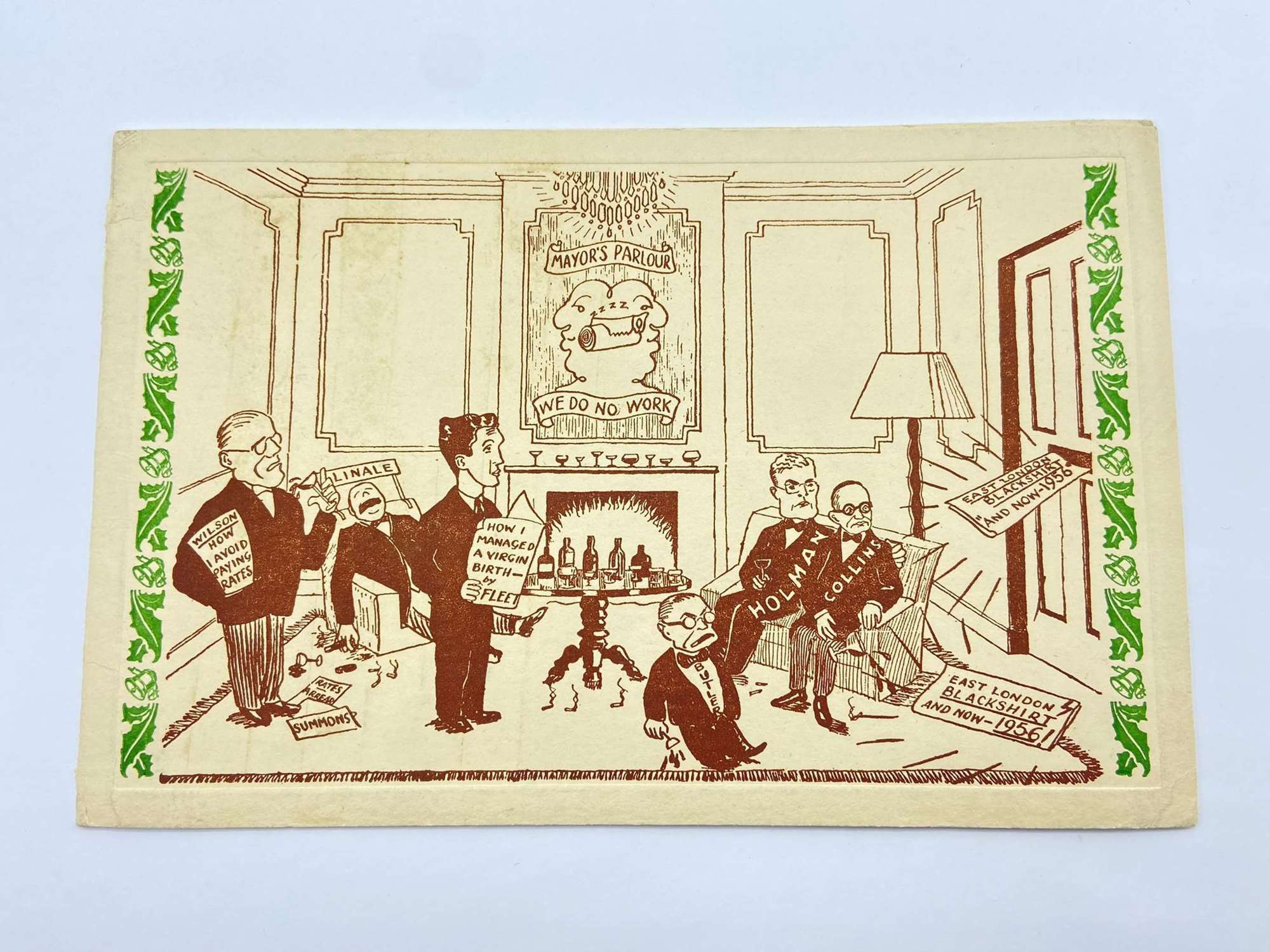 1955 Oswald Mosleys Union Movement East London Satire Christmas Card