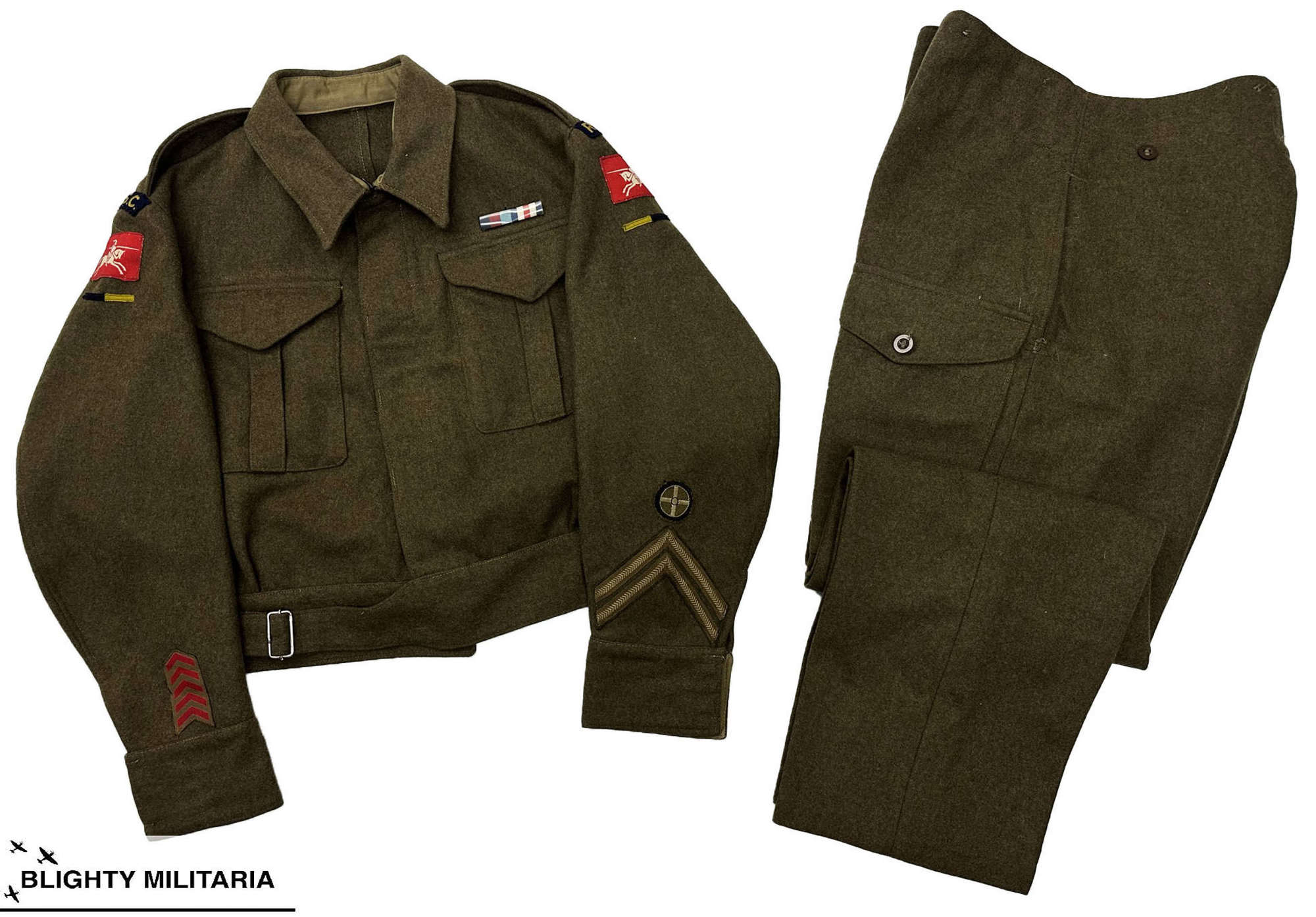 Original WW2 8 Corps RASC Drivers Battledress Blouse + Trousers