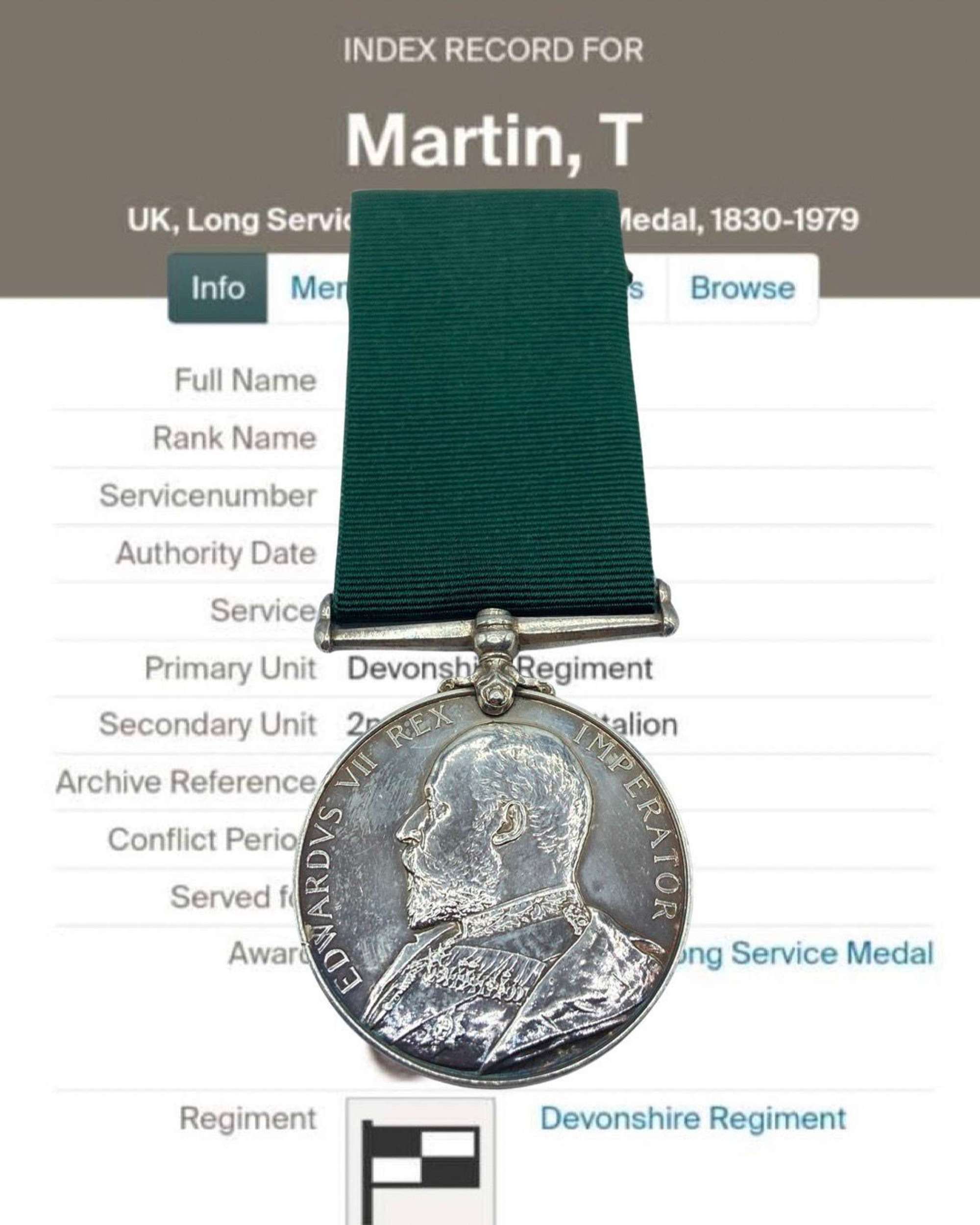 1904 Volunteer Force Long Service & Good Conduct Medal To Sgt Martin