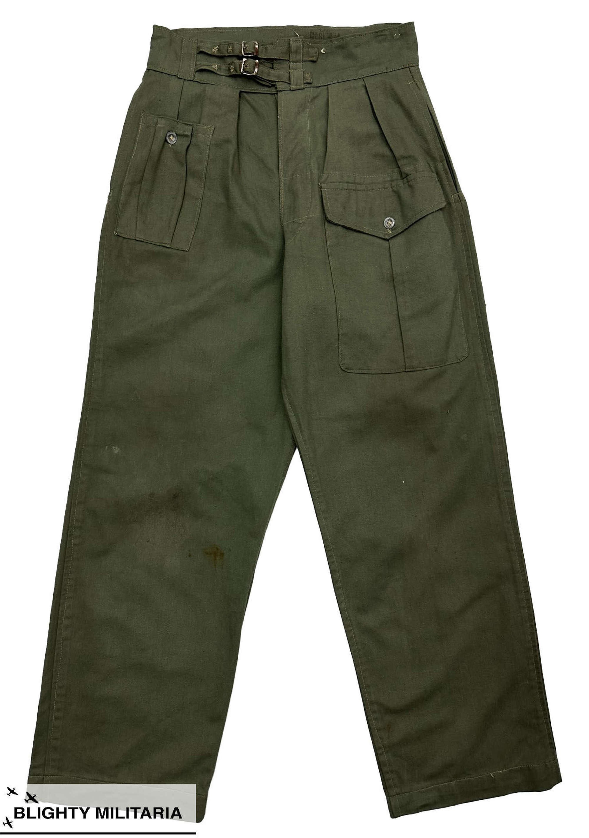 Original 1945 Dated Indian Made Jungle Green Battledress Trousers