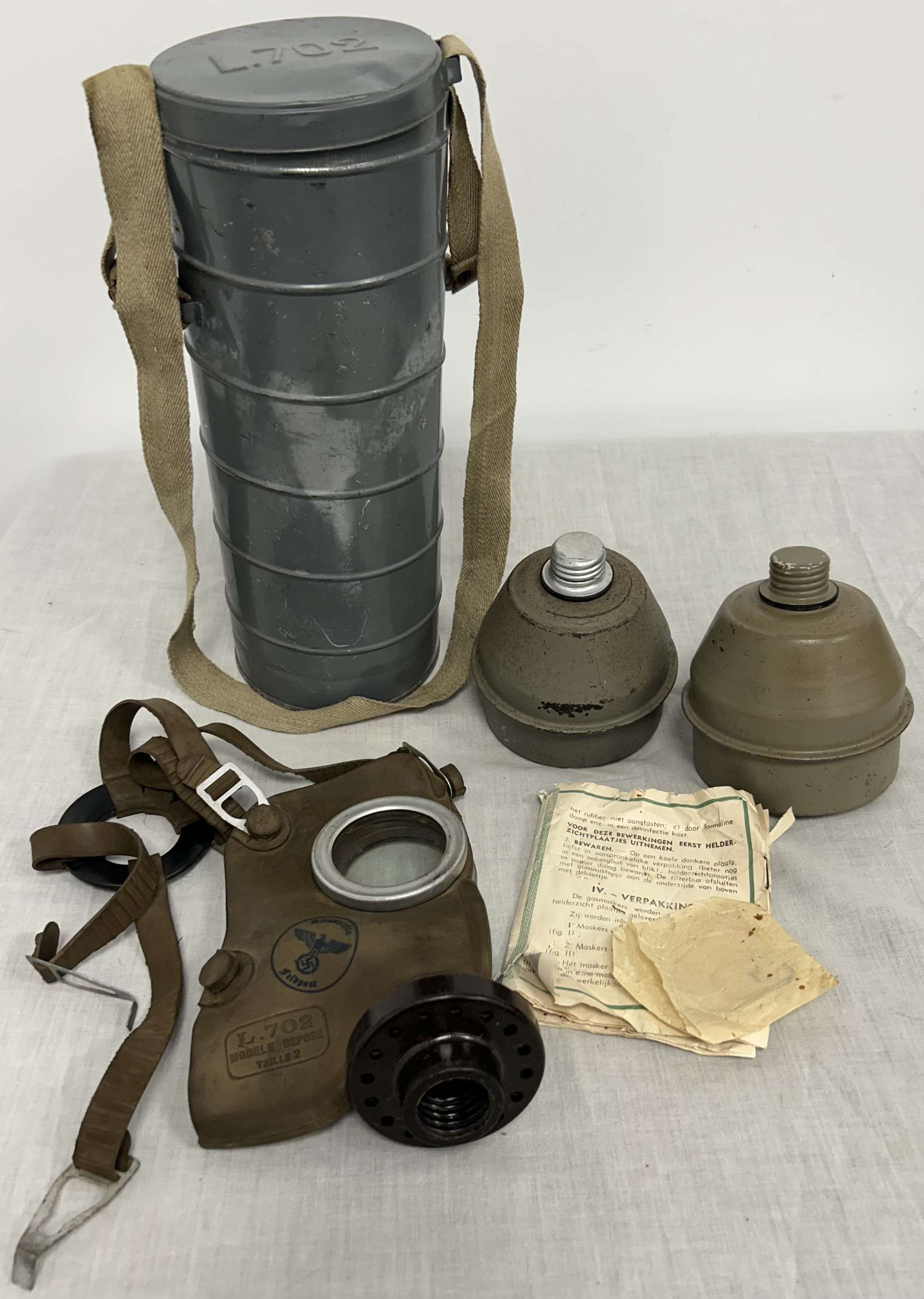 Belgian Military Issue WWII Type L.702 Gas Mask Respirator