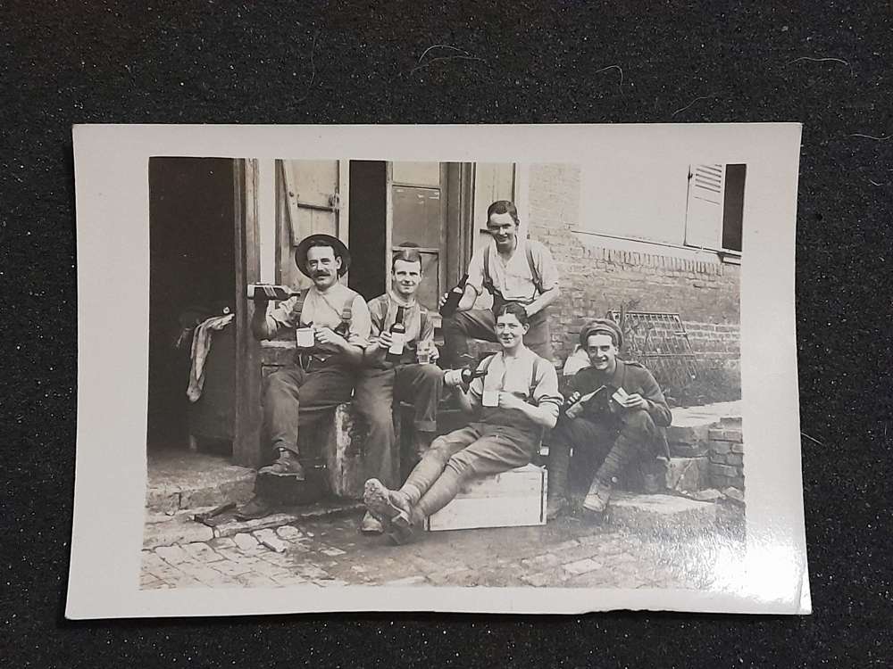 World War one 1916  Photo of a group of soldiers having a drink