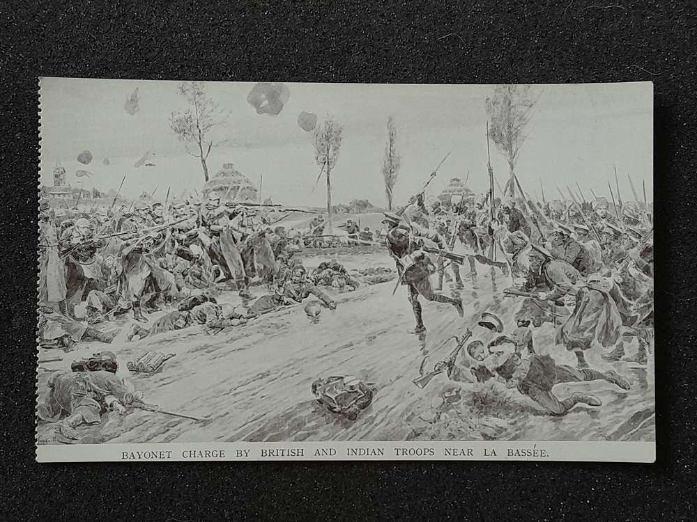 WWI Postcard Bayonet Charge By British And Indian Troops Near la Basse