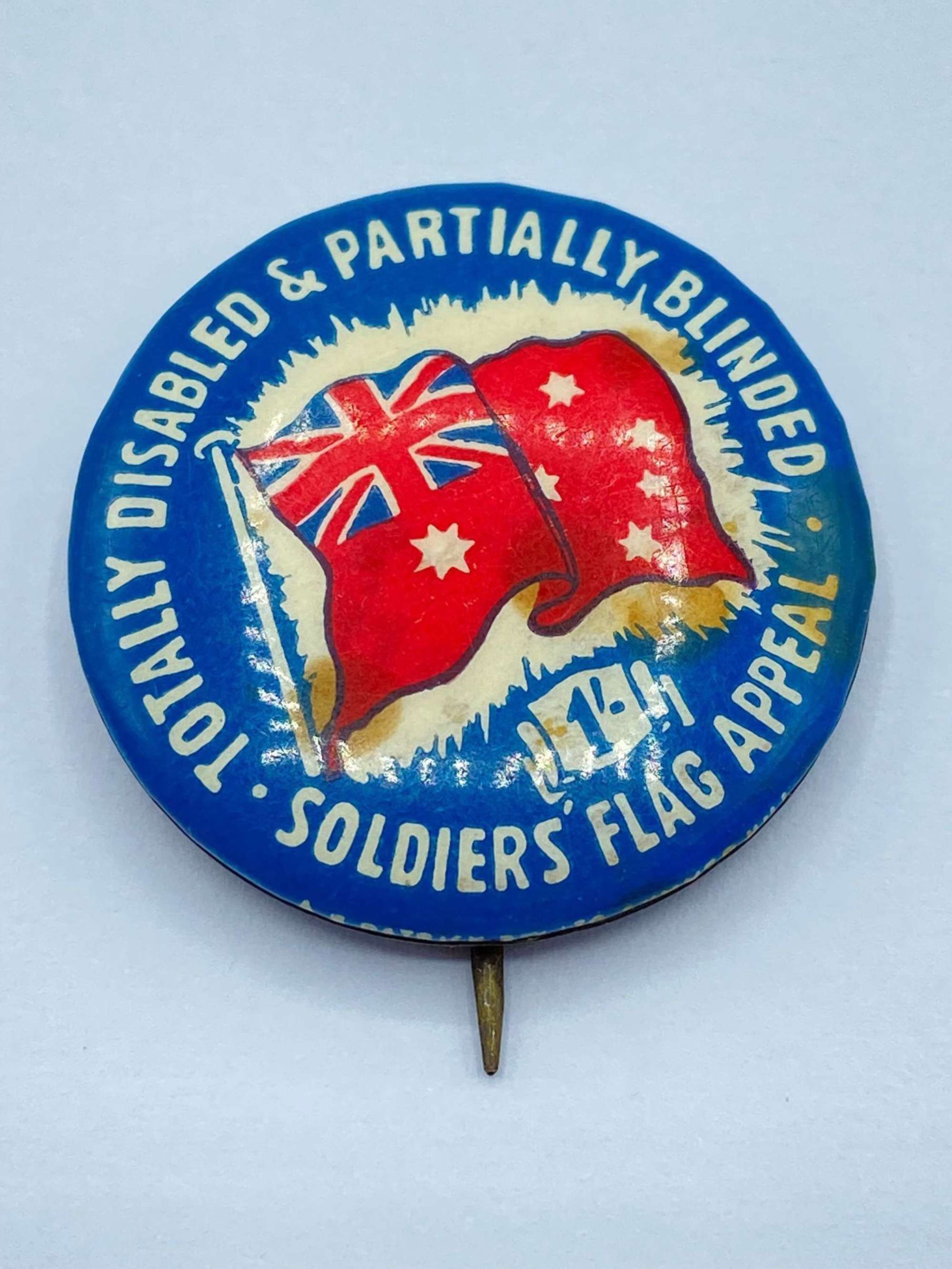 WW2 Totally Disabled & Partially Blinded Soldiers Flag Appeal Badge