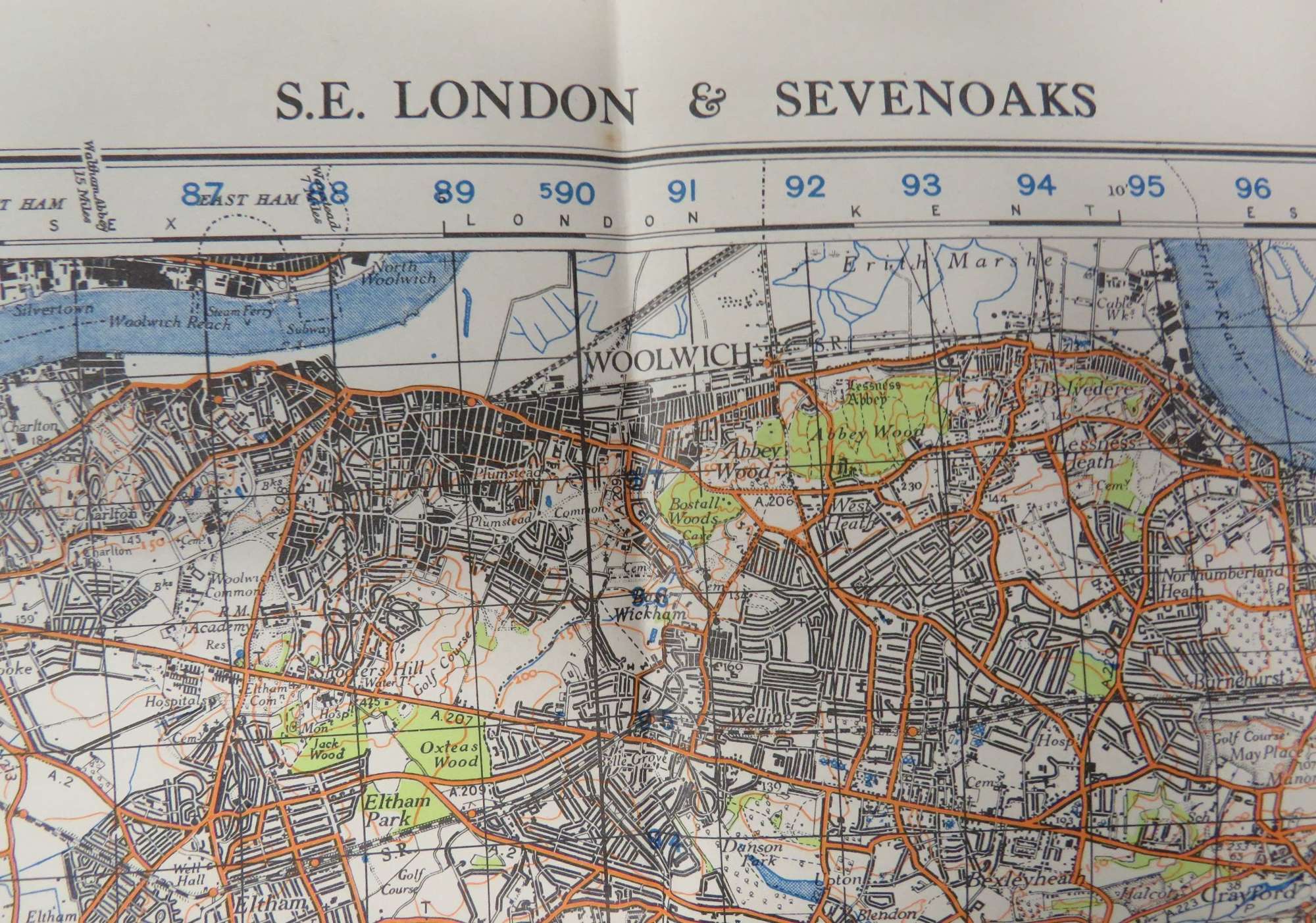 WW2 British Military Map of S.E London and Sevenoaks