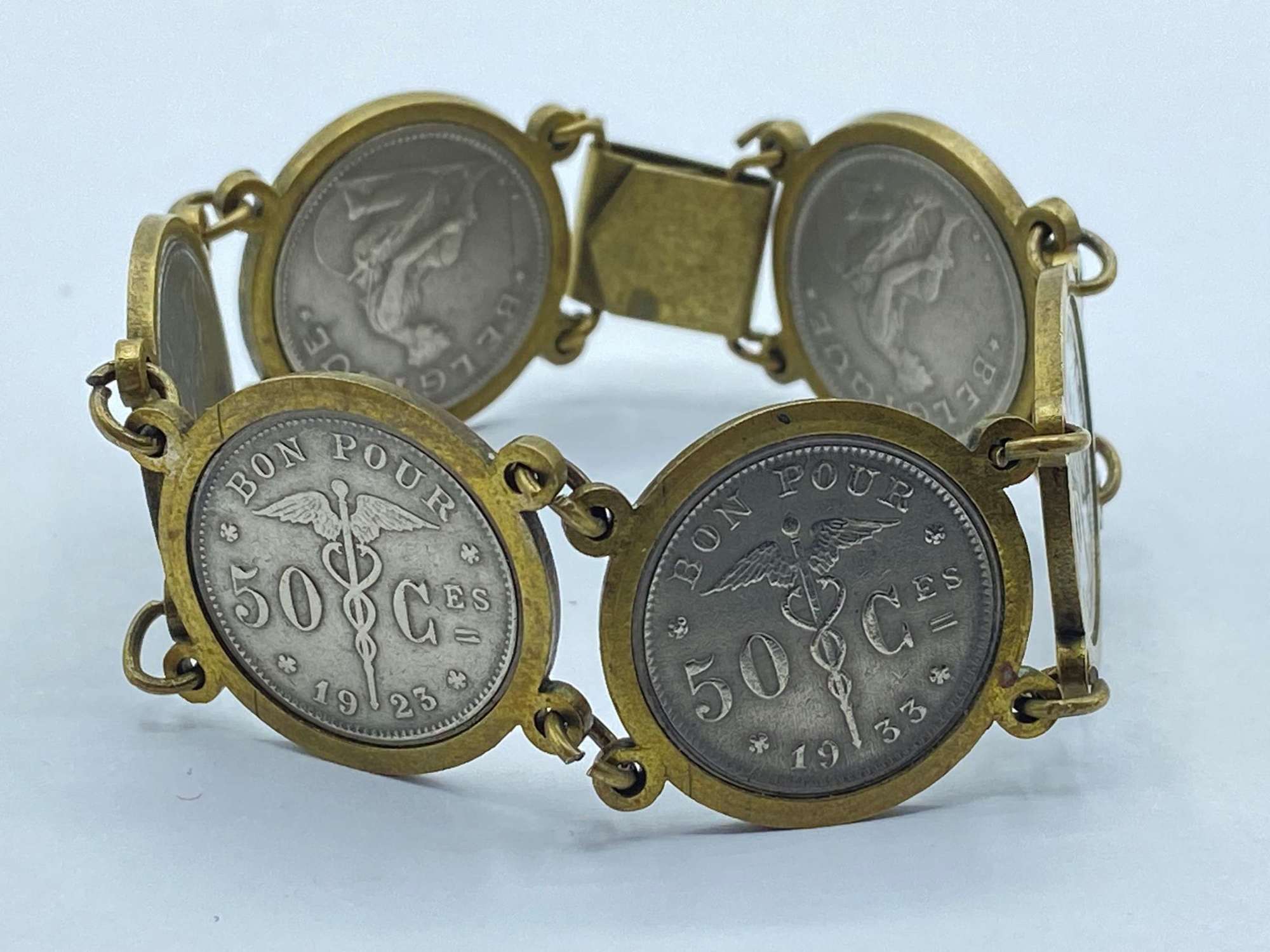 Pre WW2 1920s To 1930s Belgium 50 Centimes Small Souvenir Bracelet