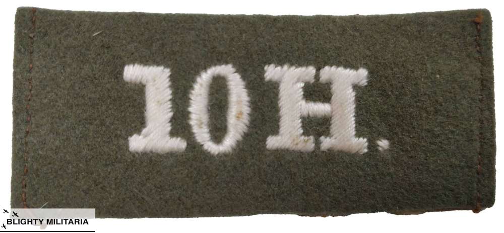 Original WW1 10th Hussars Slip-On Shoulder Title