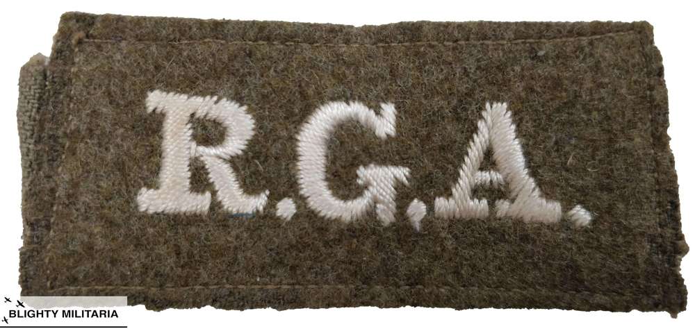 Original WW1 Royal Garrison Artillery Slip-On Shoulder Title