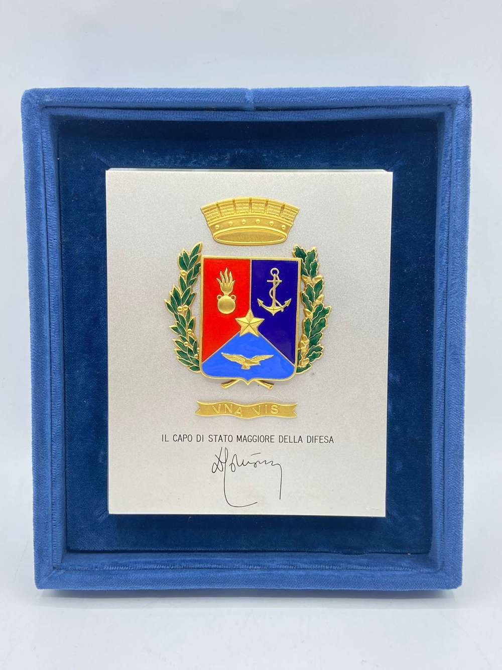 Post WW2 Italian Chief Of Defence Staff Silver & Marble Service Award