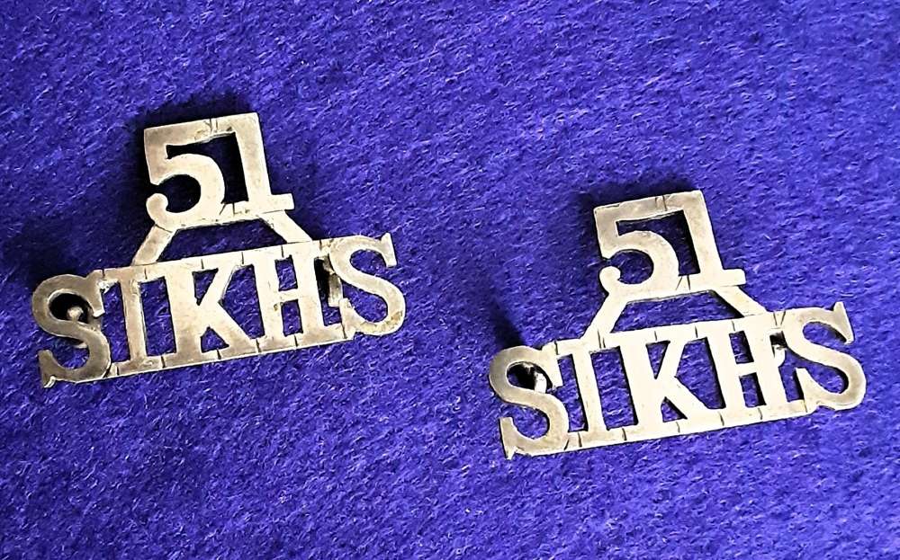 Pair of shoulder titles, 51st Prince of Wales's Own Sikhs (Frontier Force), 1903-1921