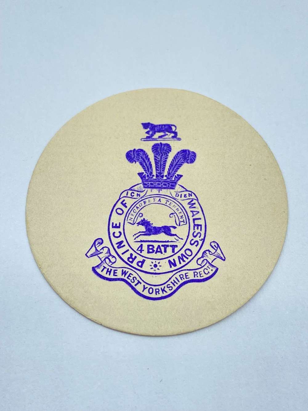 WW1 4th Battalion Prince Of Wales Own Embossed Crest Letter Head