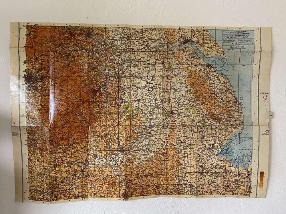 WW2 RAF War Royal Air Force GSGS 3957 Laminated Fabric Backed Map