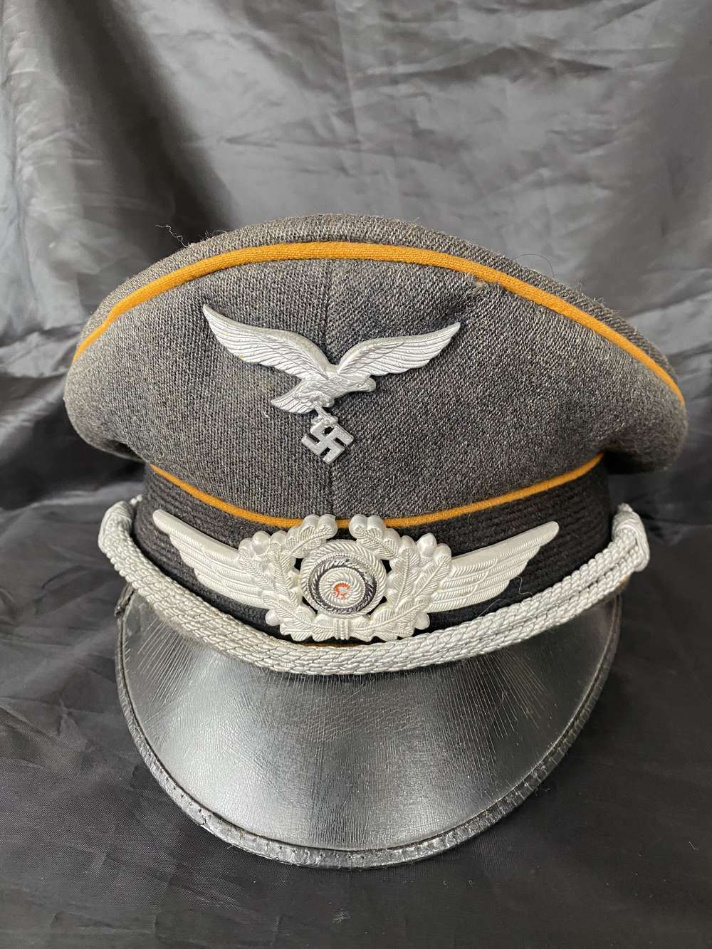 WW2 GERMAN LUFTWAFFE OFFICERS FLIGHT SECTION VISOR CAP