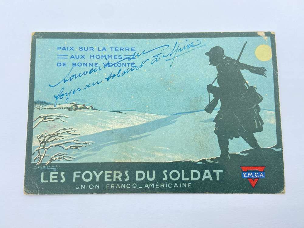 WW1 French- American Y.M.C.A. Propaganda Postcard Dated 1918