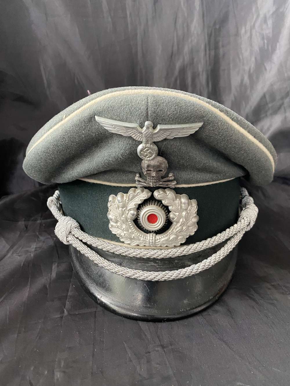 RARE WW2 GERMAN BRUNSWICK 17TH INFANTRY REGIMENT OFFICER'S VISOR CAP (RARE MAKER)