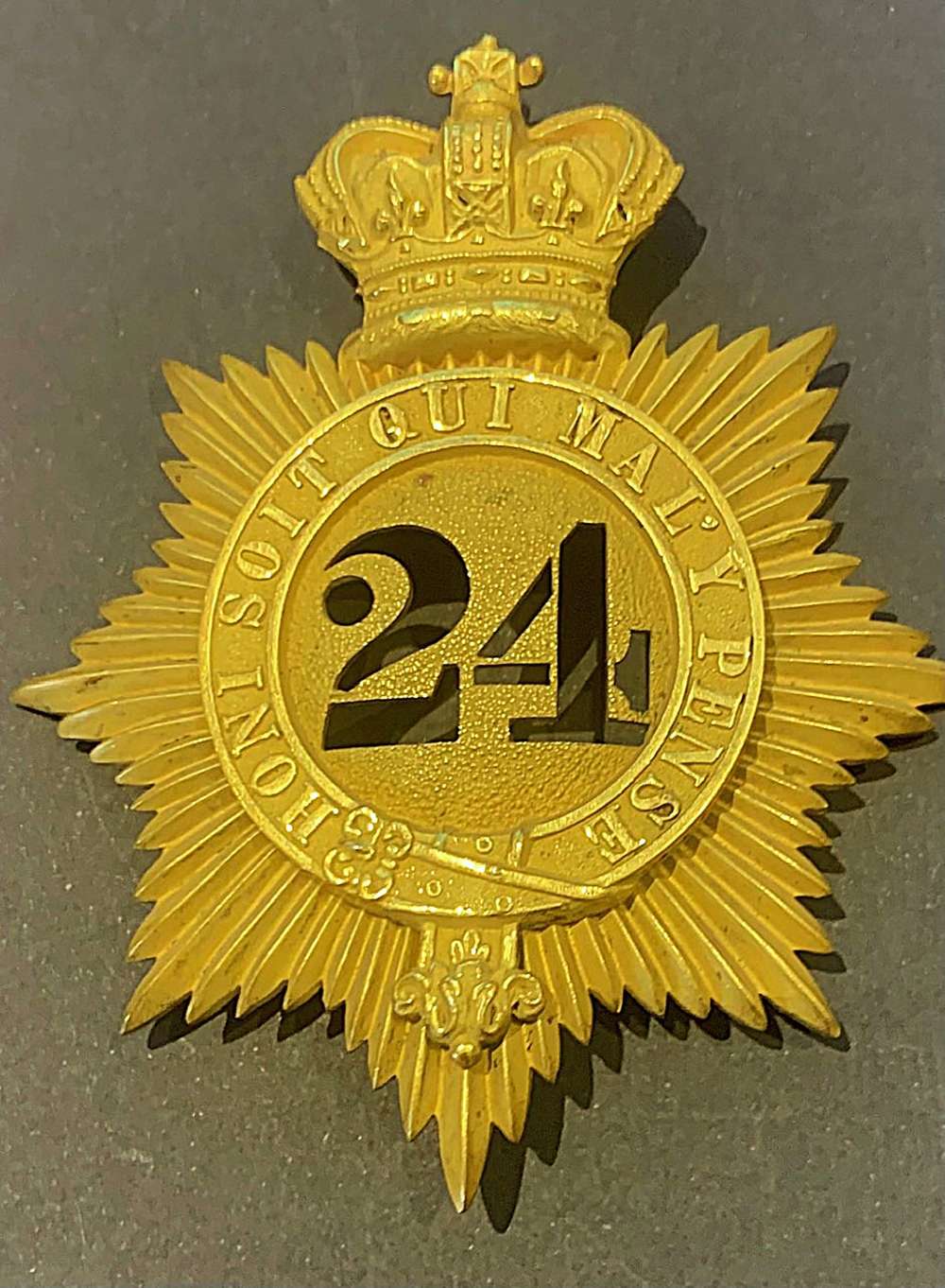 24th (2nd Warwickshire) Battalion Regiment Officers French Pattern (Quilted) Shako Plate