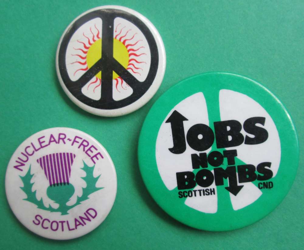 THREE 1970'S PERIOD SCOTTISH CND BADGES