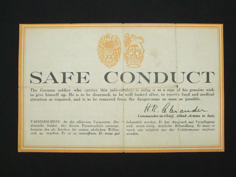 Safe Conduct Pass - Rare Italian Campaign Example