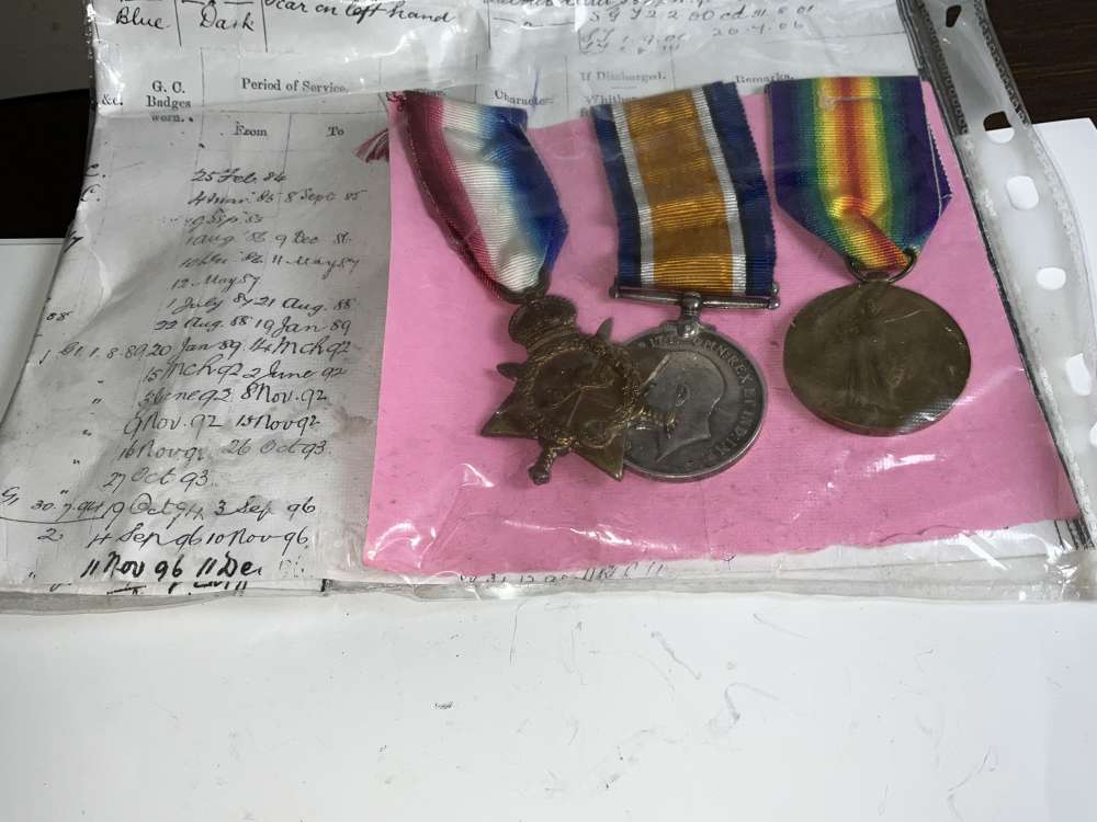 ROYAL NAVY SAILORS 1WW MEDALS WITH PAPER WORK.